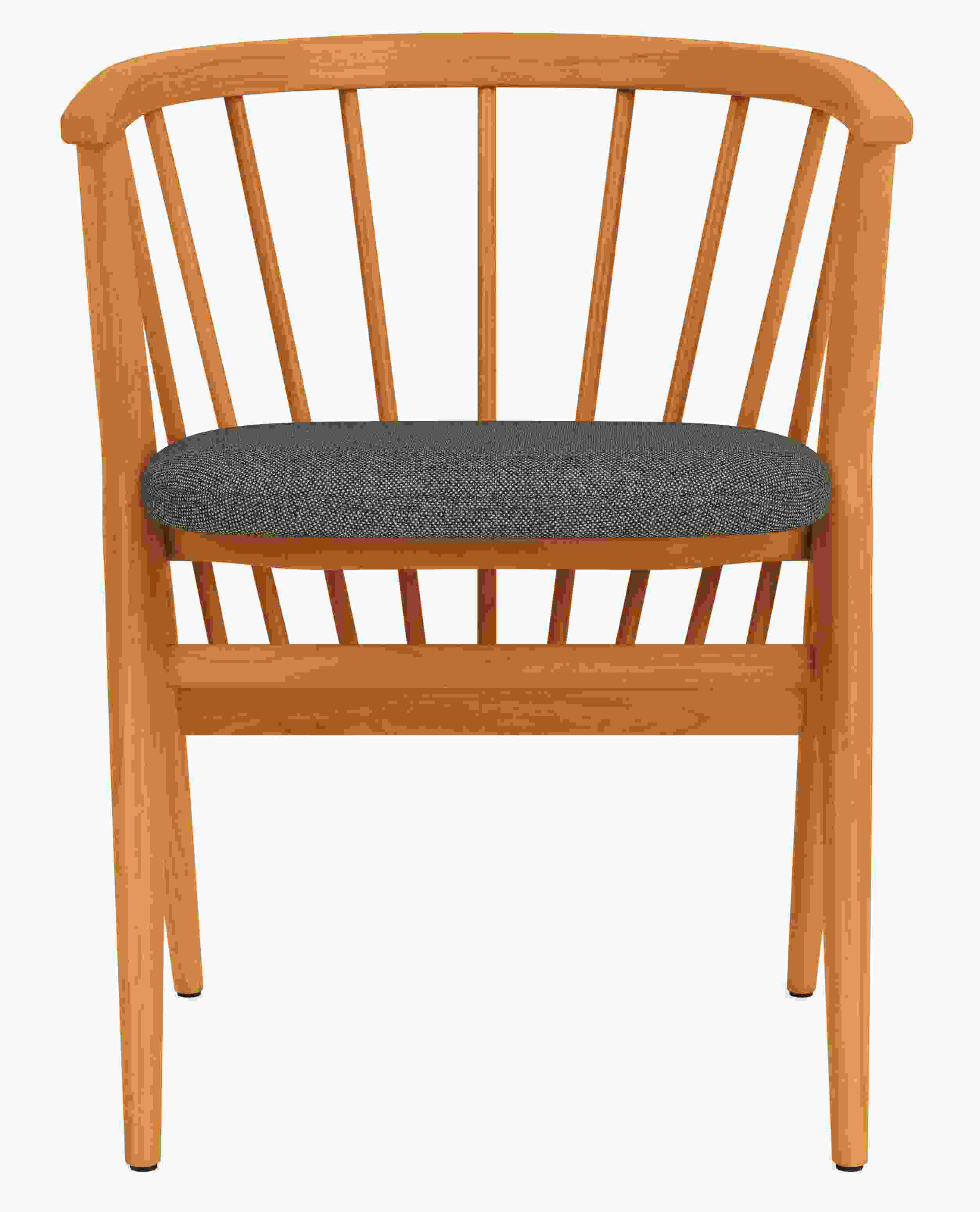 Front view of Soren Arm Chair in with Tatum salt fabric.