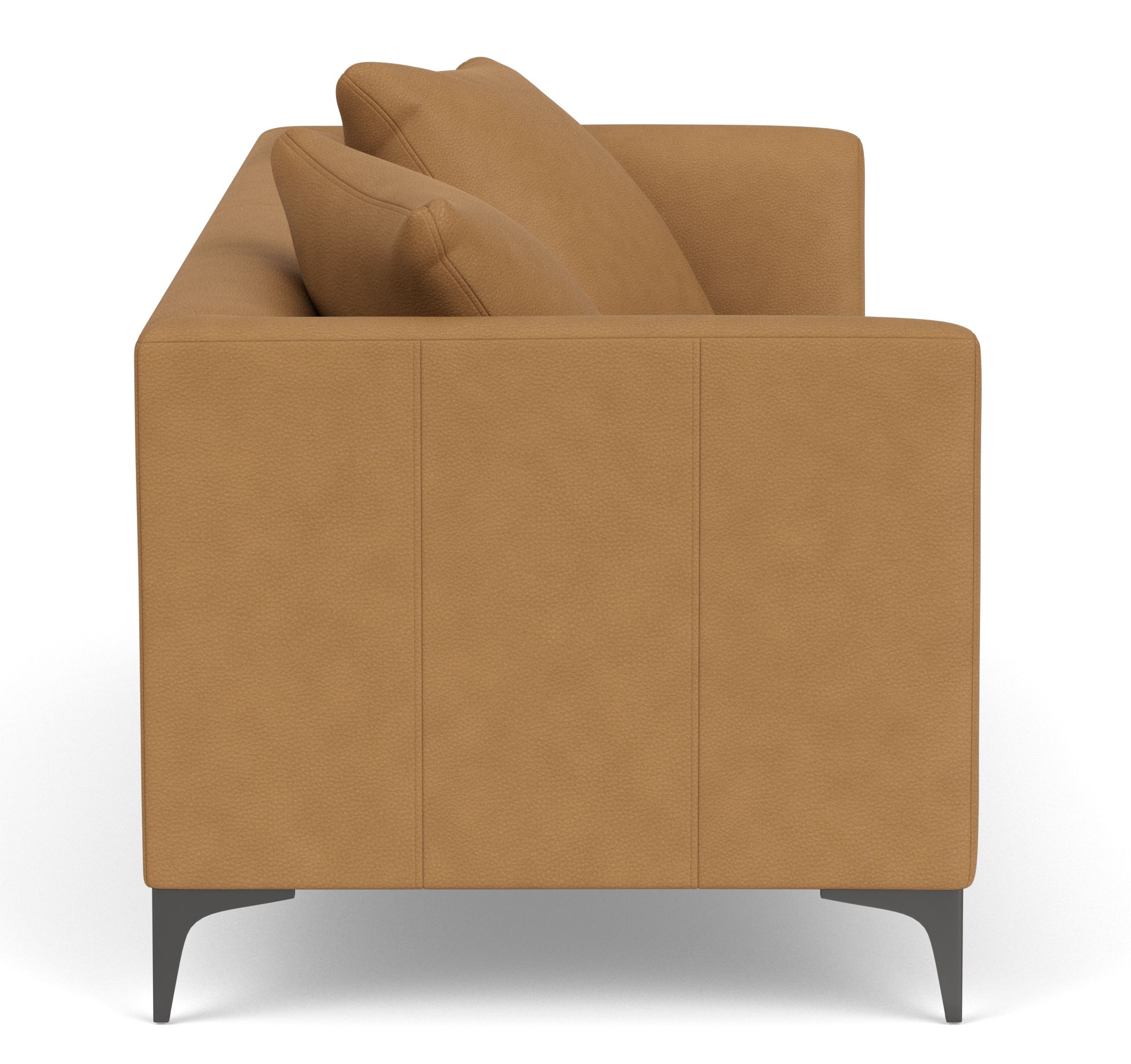 Side view of Sterling 86-inch Sofa in Laino Camel Leather.