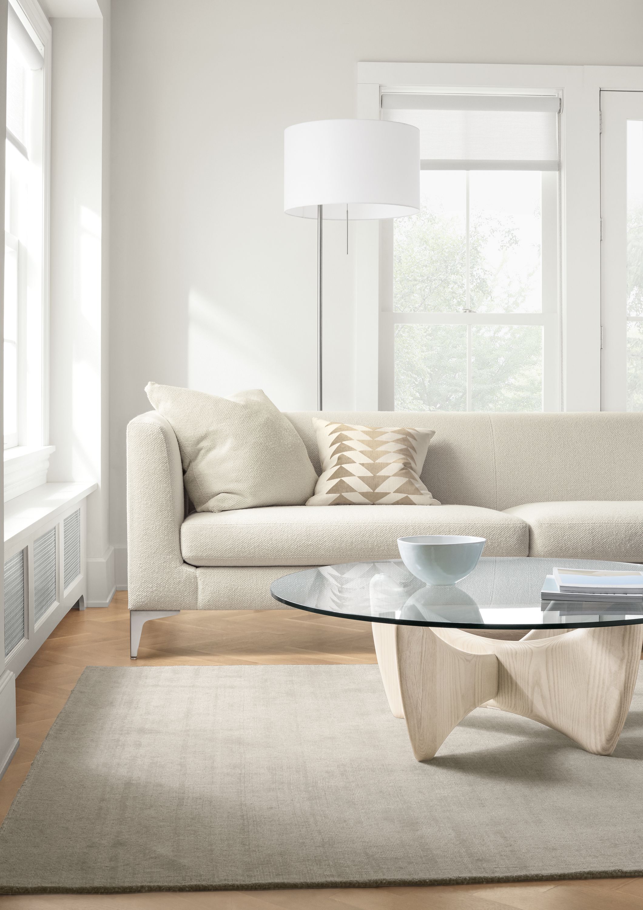 Detail of Sterling sofa in arin ivory.