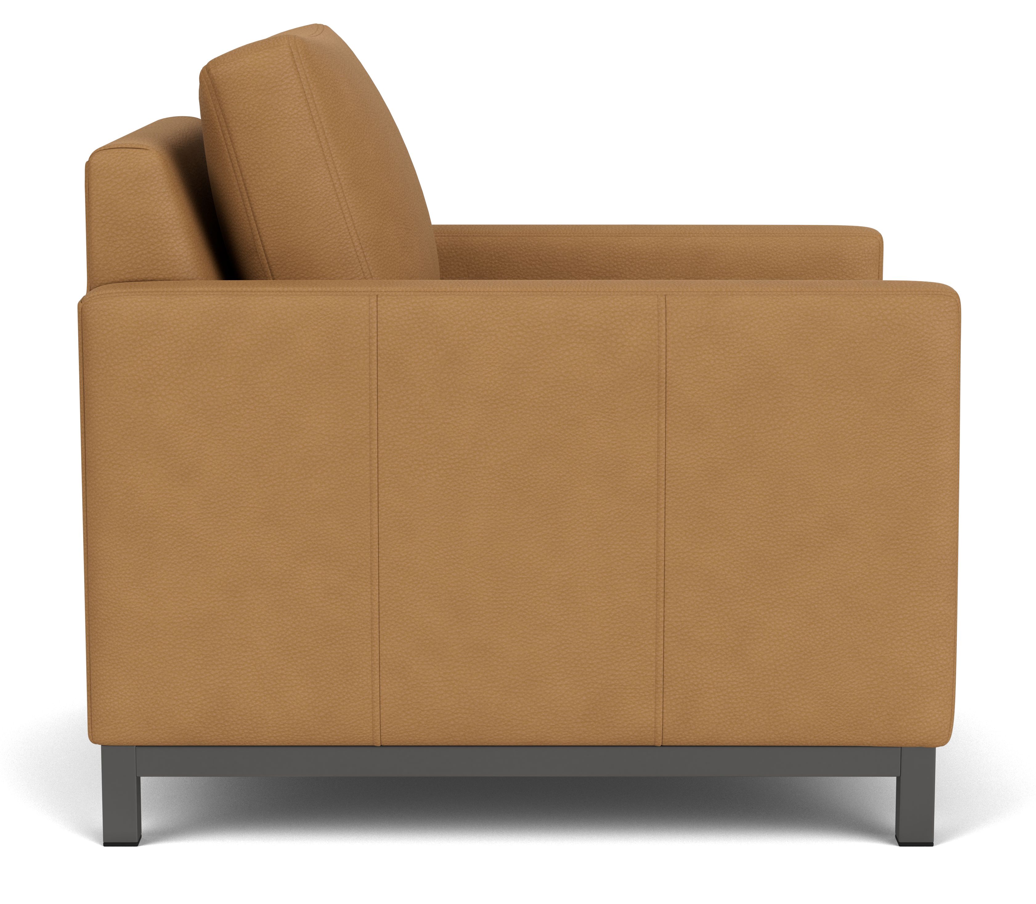 Side view of Stevens 32 Chair in Laino camel leather.