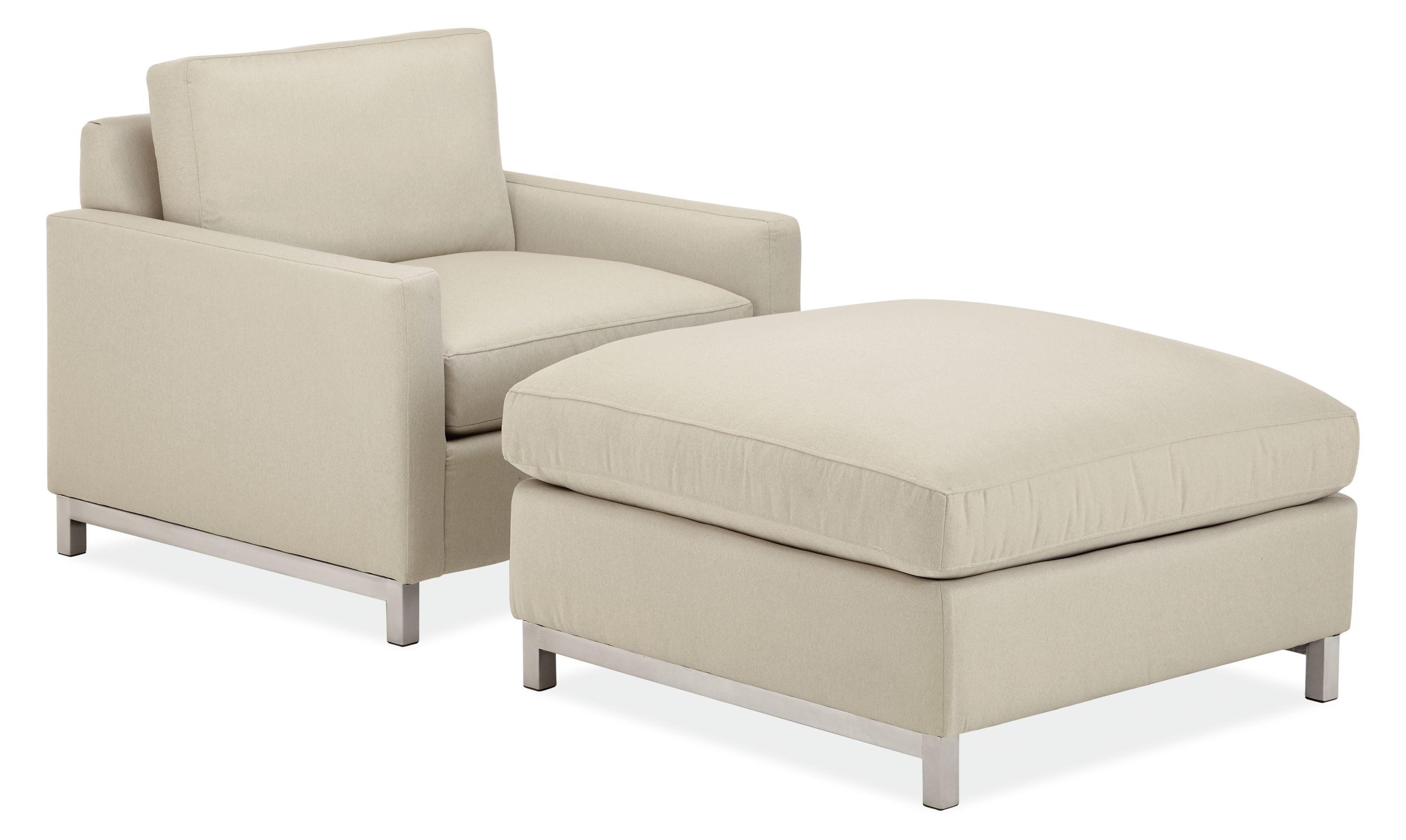 Stevens Chair and Ottoman in Dawson Fabric.