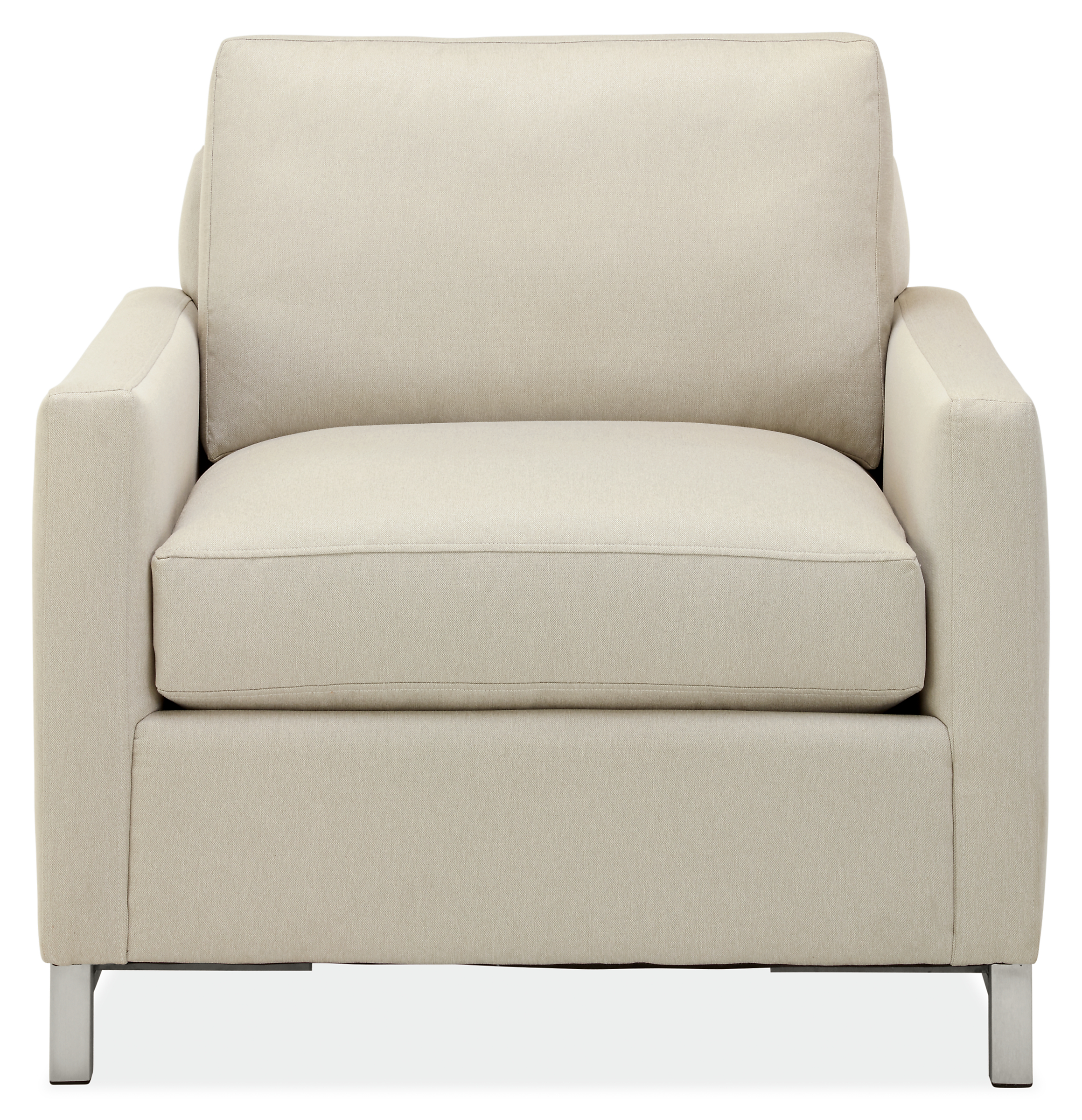 Front view of Stevens Chair in Dawson Fabric.