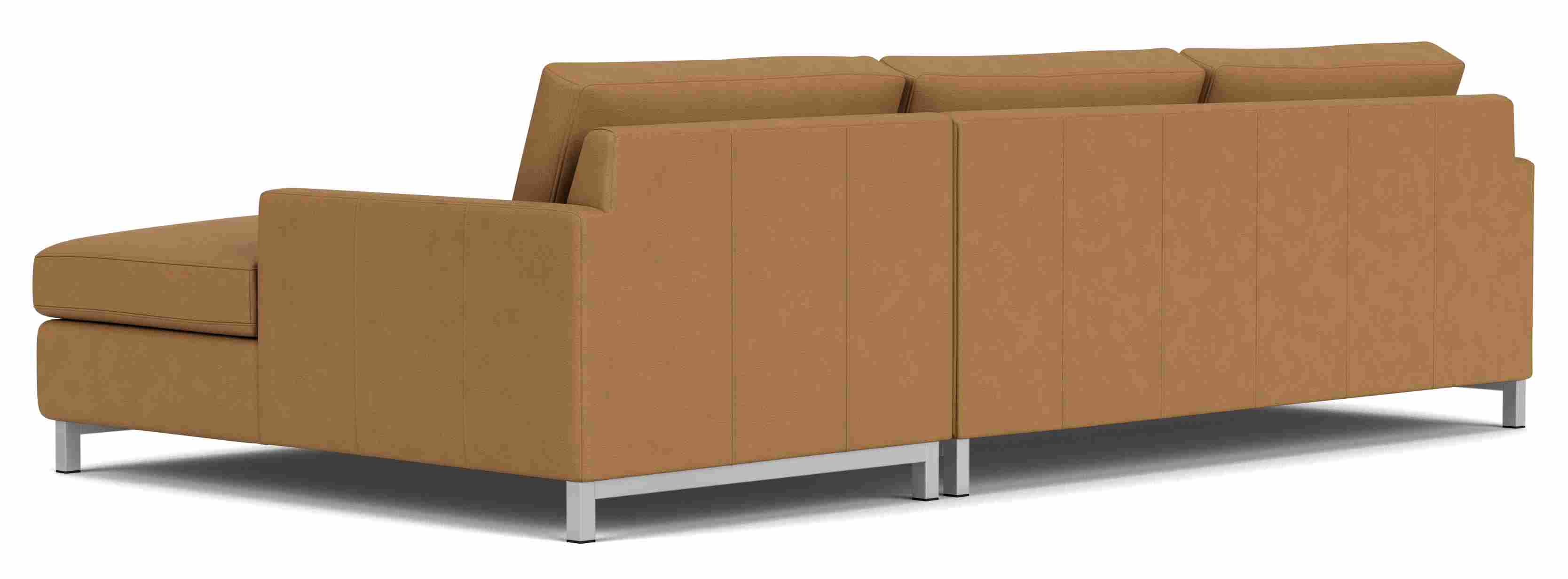 Back view of Stevens 116" Sofa with Right-Arm Chaise in Leather