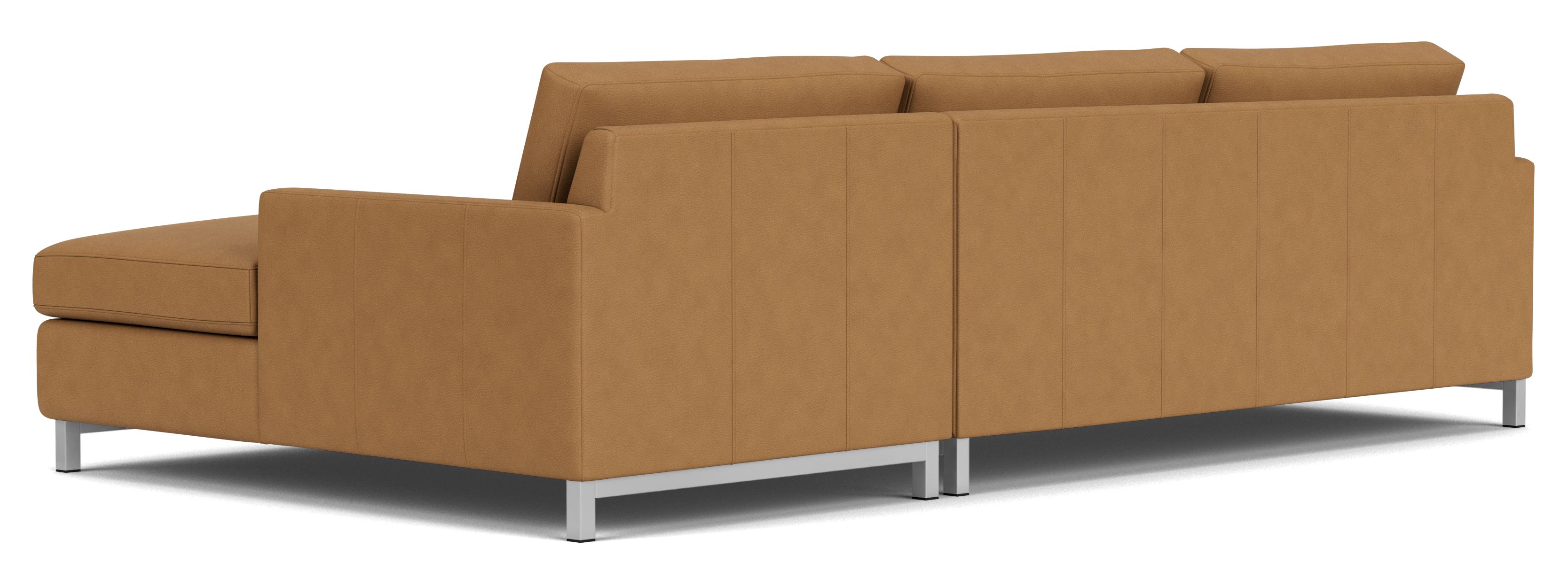 Back view of Stevens 116" Sofa with Right-Arm Chaise in Leather
