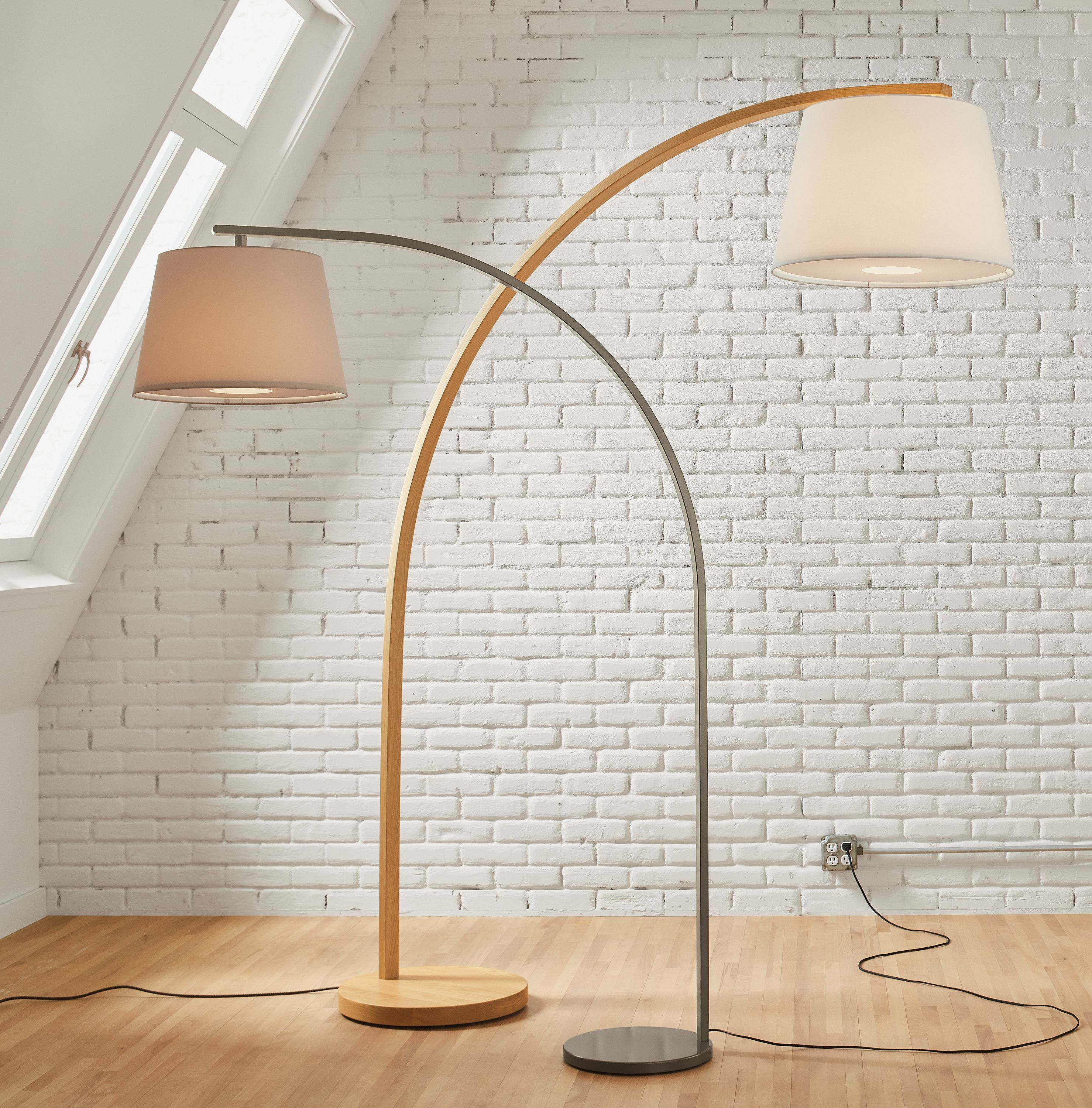 detail of streeter floor lamp in white oak/mineral.