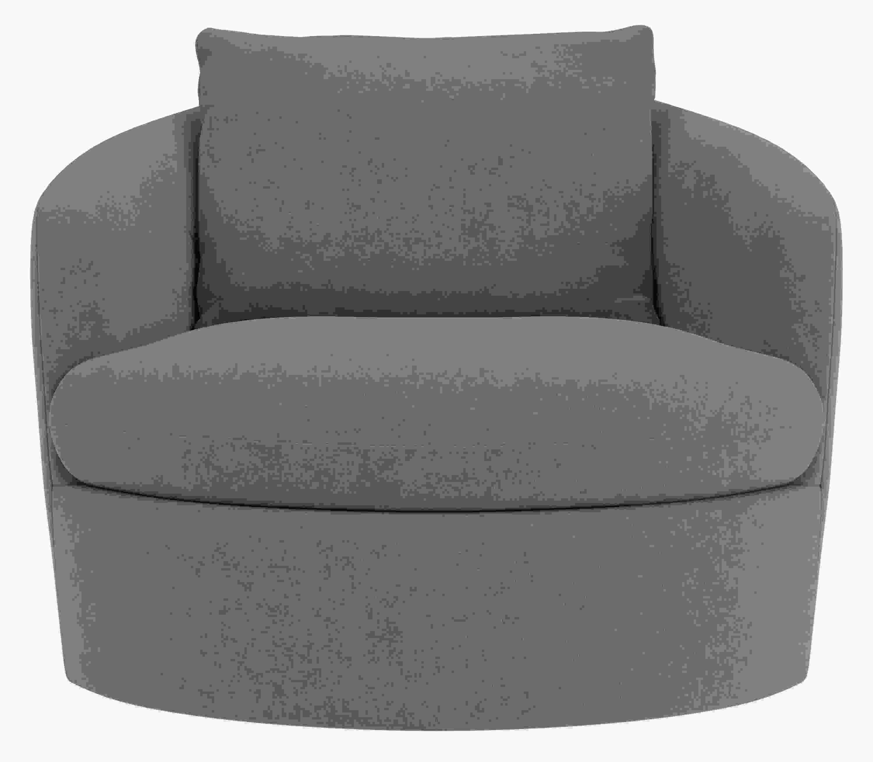 Front view of Suri 36-wide Swivel Chair in Windsor Denim.