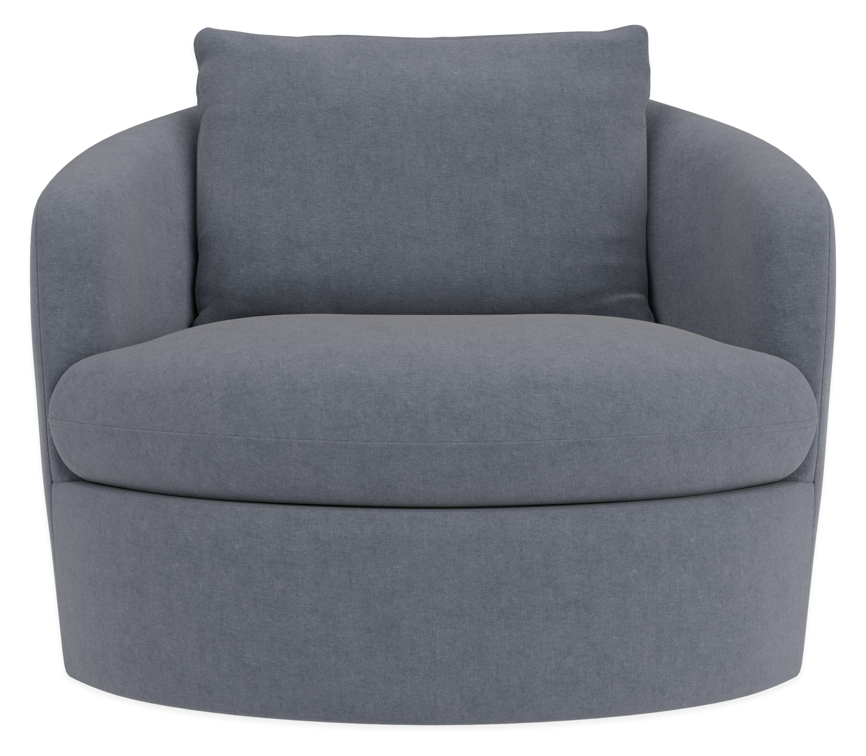 Front view of Suri 36-wide Swivel Chair in Windsor Denim.