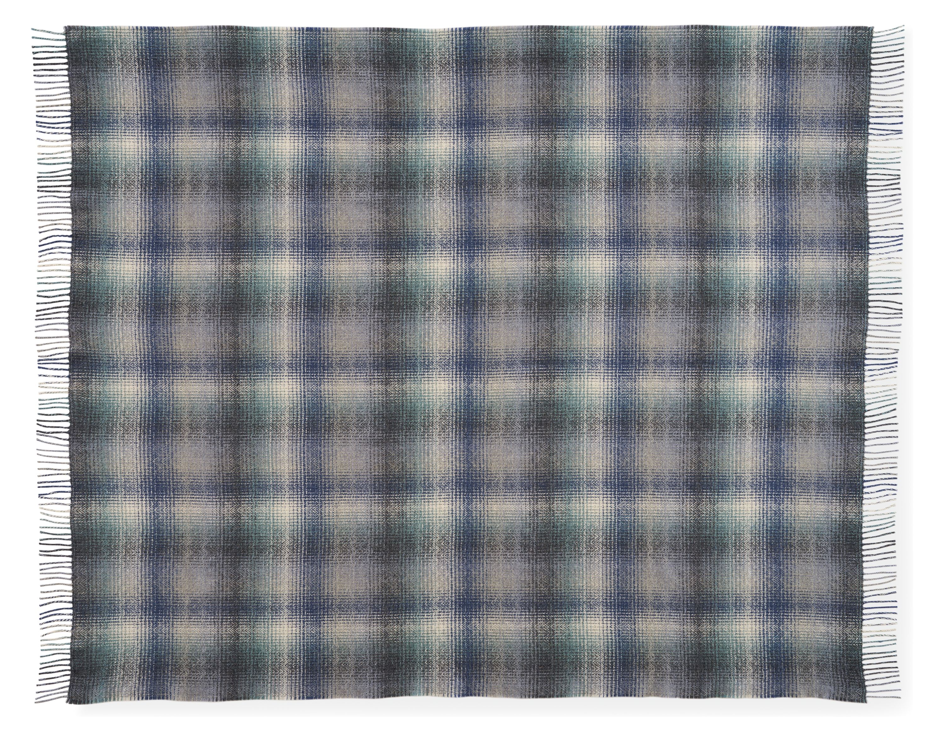 Open view of Sutter Throw Blanket in Indigo.