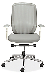 Front view of Sylphy Office Chair in White with Light Grey Mesh.