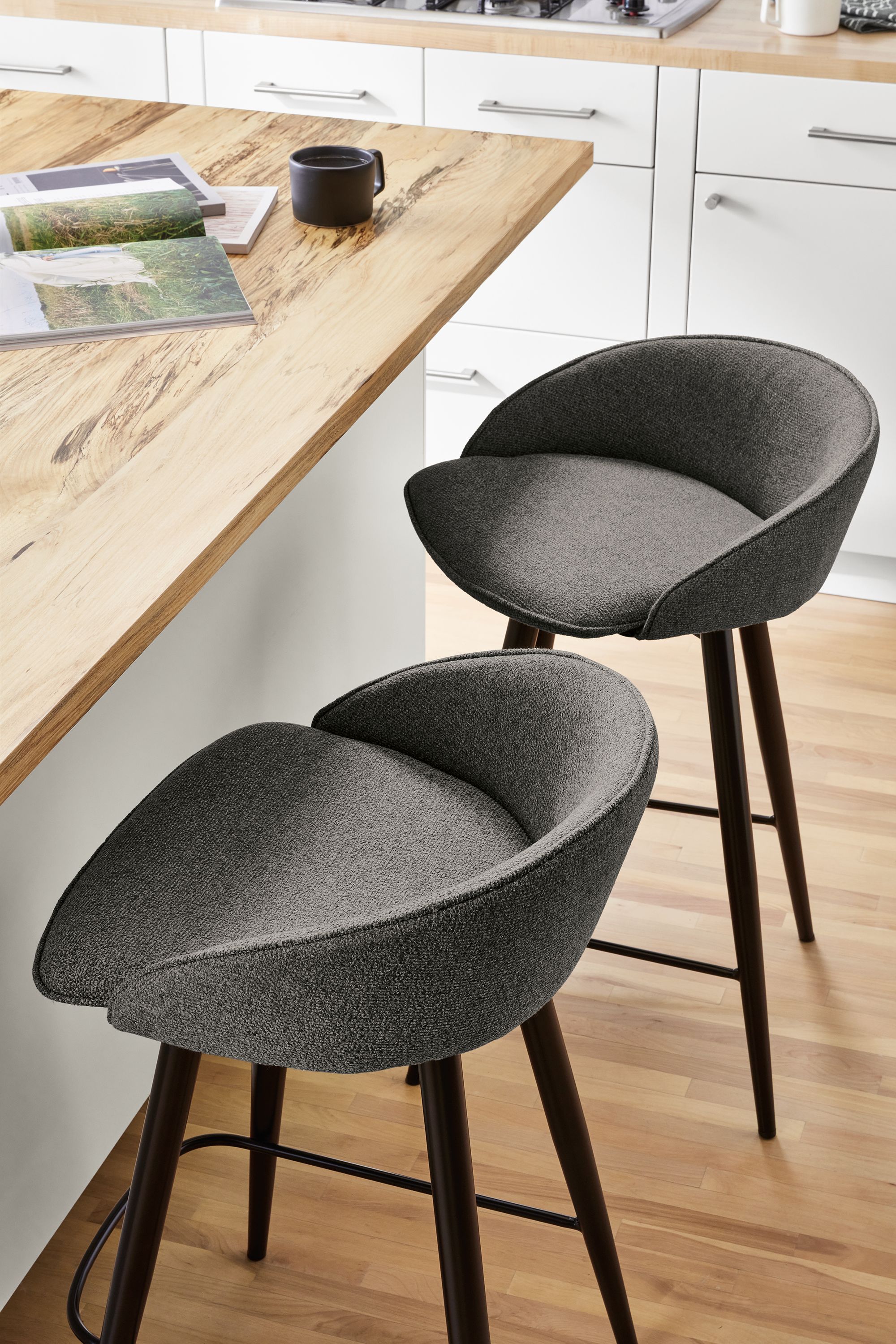 Swivel counter stool in Radford grey fabric