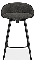 Front view of Sylvan Swivel Counter Stool in Radford Grey Fabric and graphite base.
