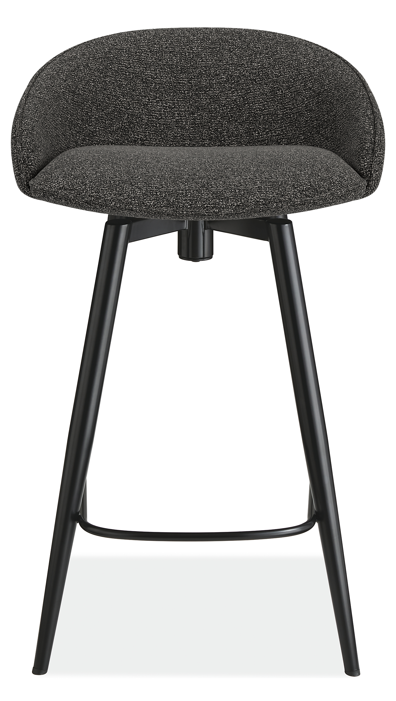 Front view of Sylvan Swivel Counter Stool in Radford Grey Fabric and graphite base.
