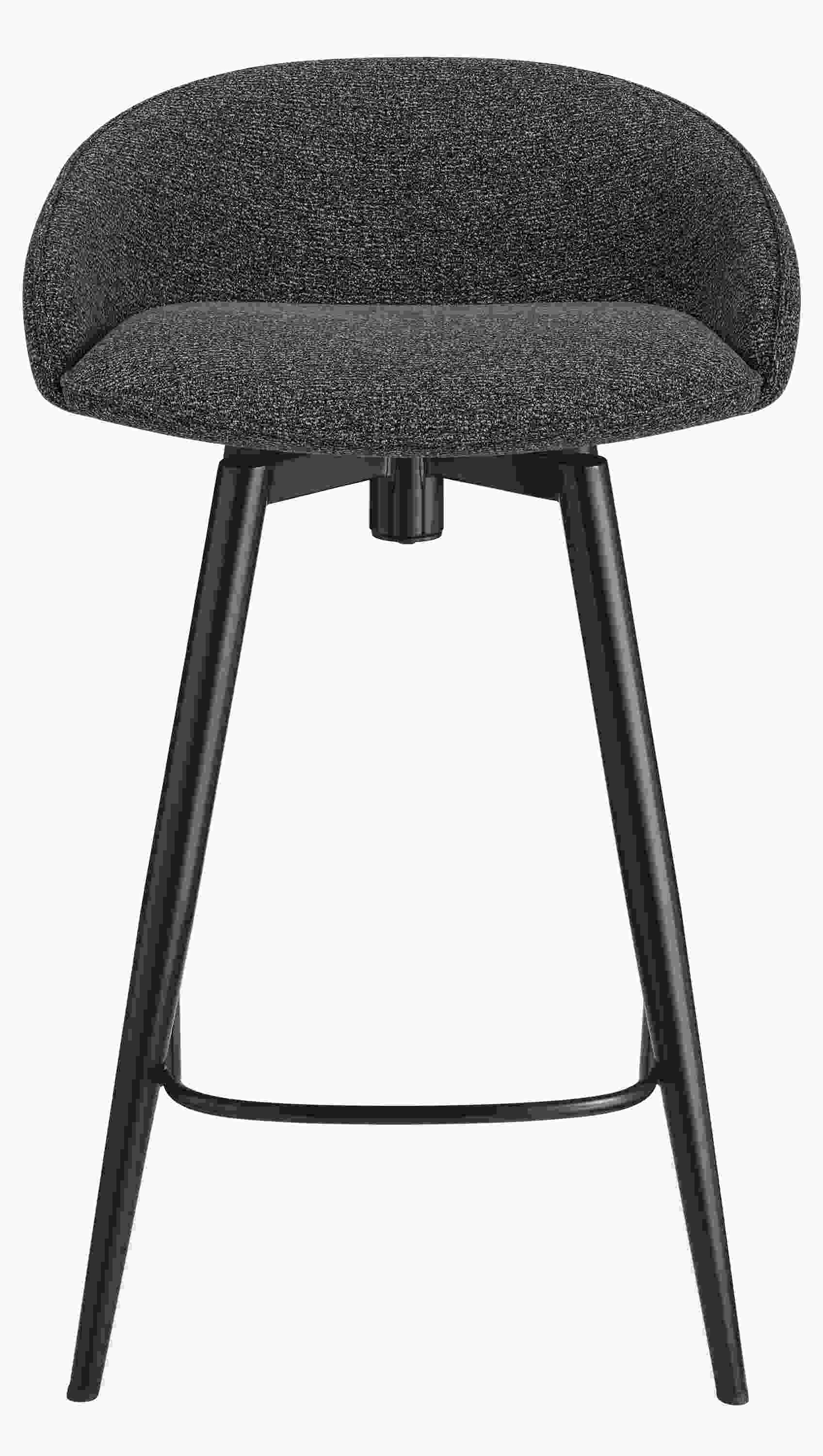 Front view of Sylvan Swivel Counter Stool in Radford Grey Fabric and graphite base.
