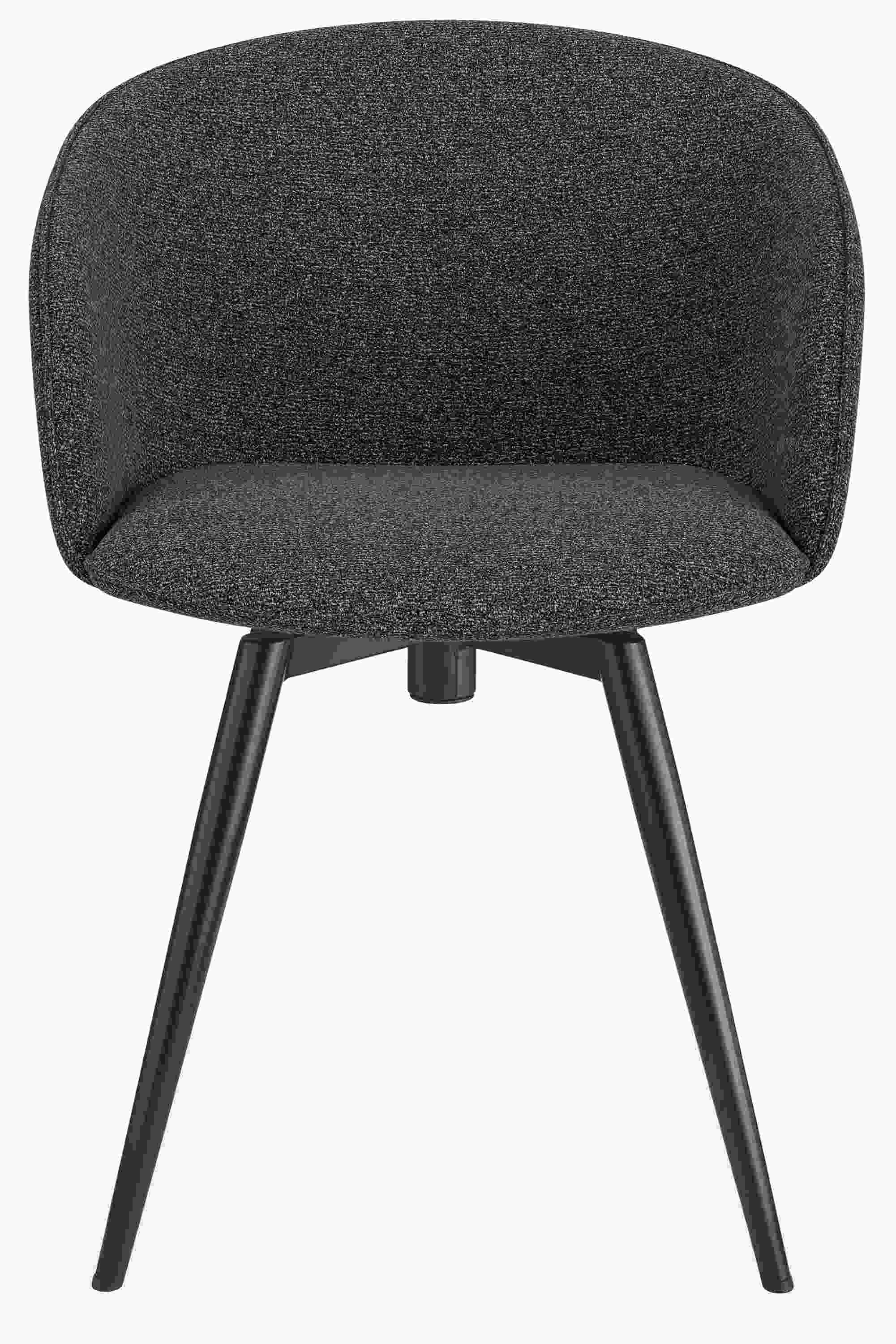 Front view of Sylvan Swivel Side Chair in Radford Grey Fabric and graphite base.
