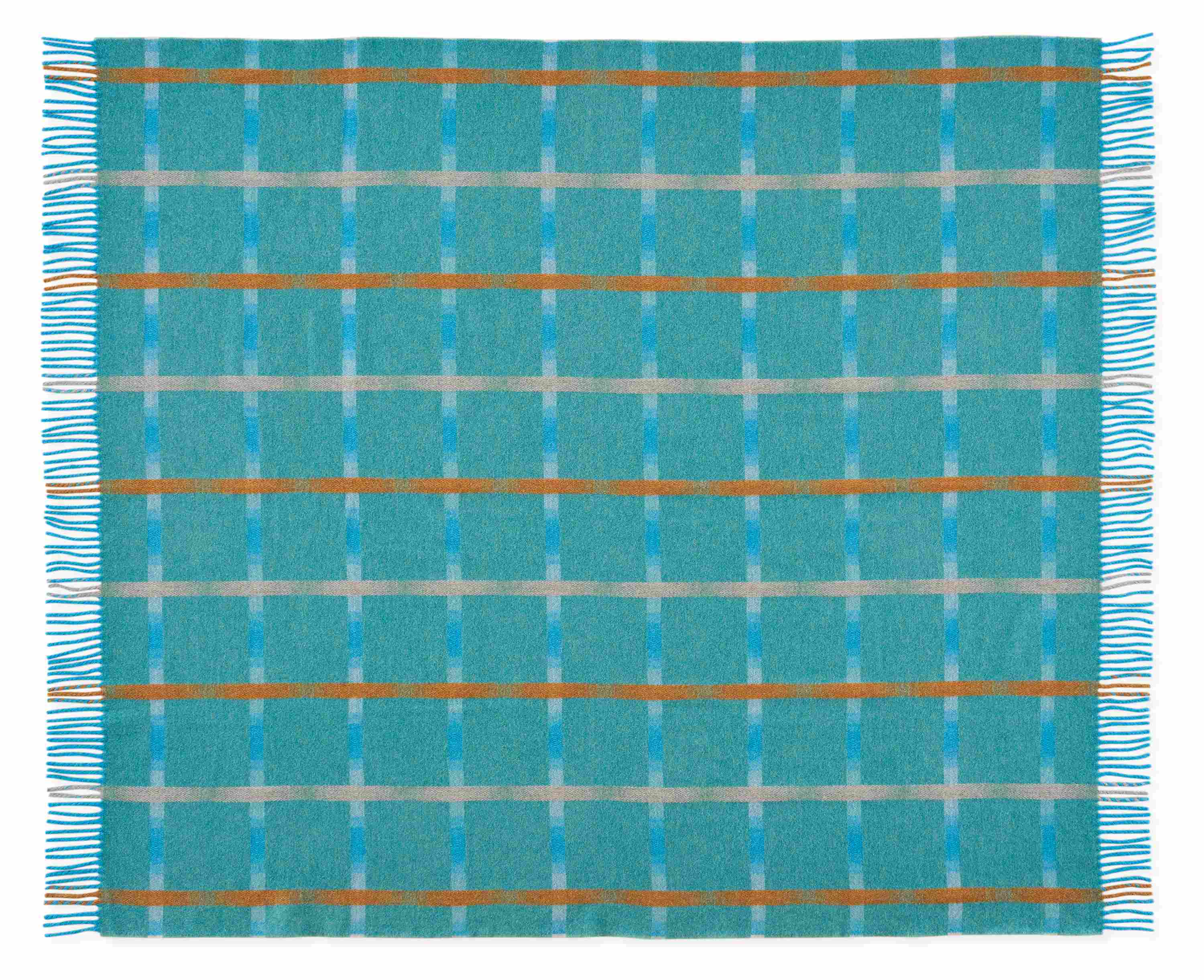 Overhead view of tahoe throw blanket in peacock.
