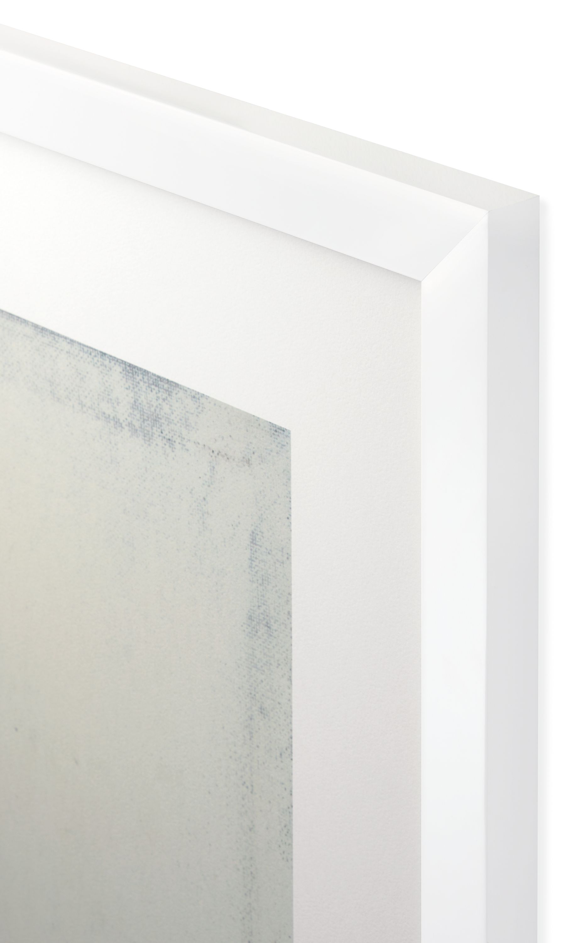 Detail of frame in glossy white on Chantal Talbot art work entitled, Sea Square 2012.