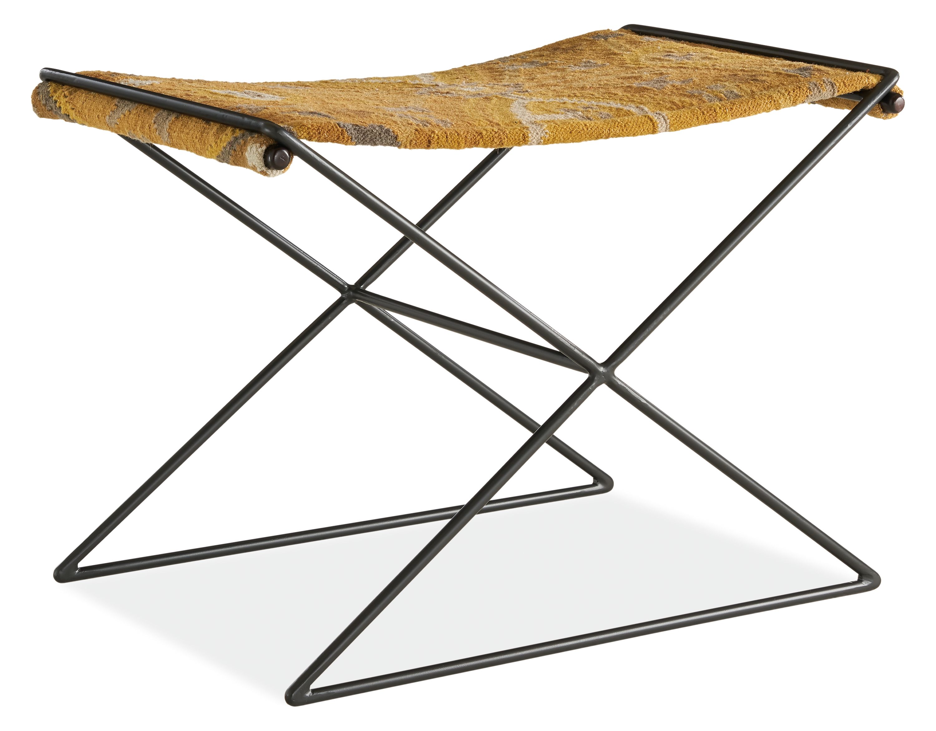 Angled view of Tavi 25-wide Stool in Kilim Saffron.