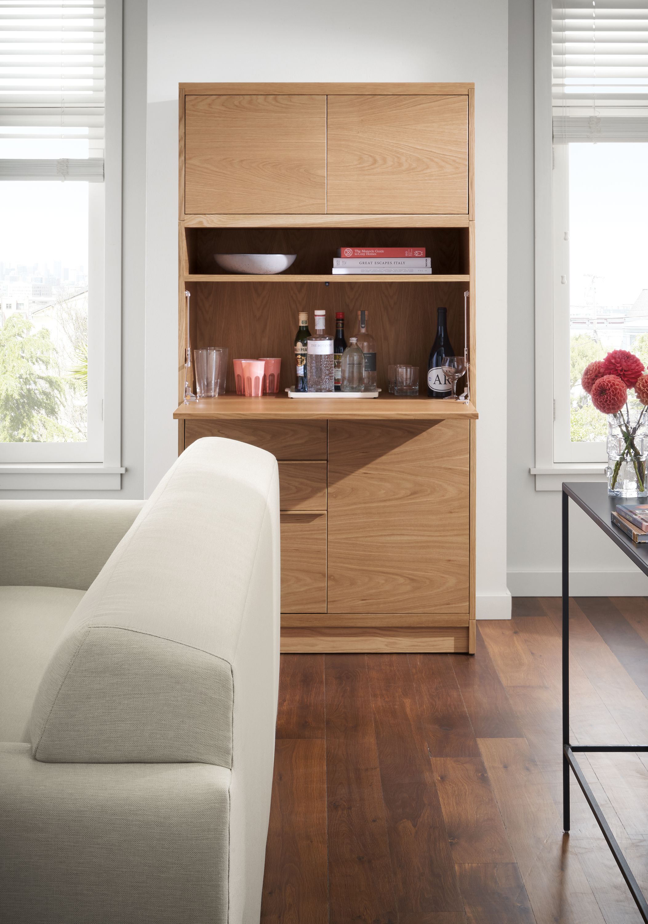 36w 20d 68.75h armoire in rye stain with rye stain base