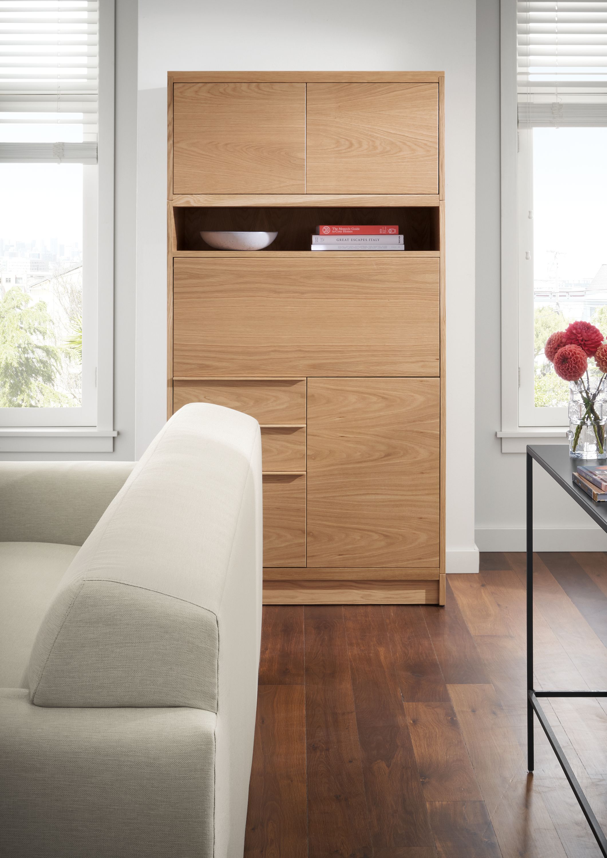 36w 20d 68.75h armoire in rye stain with rye stain base