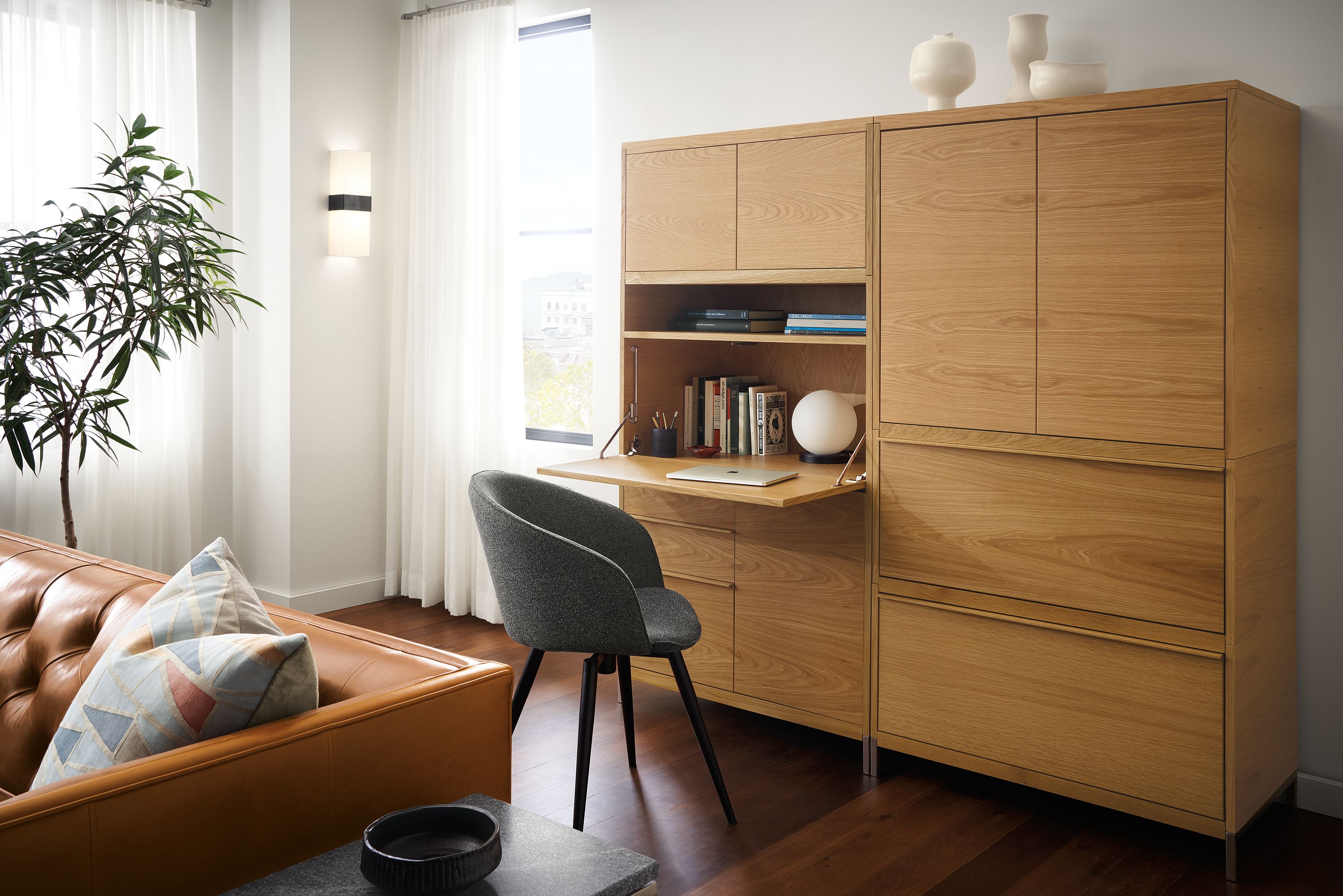 Modular Storage Cabinet, Wooden Cabinet with Two Shelves