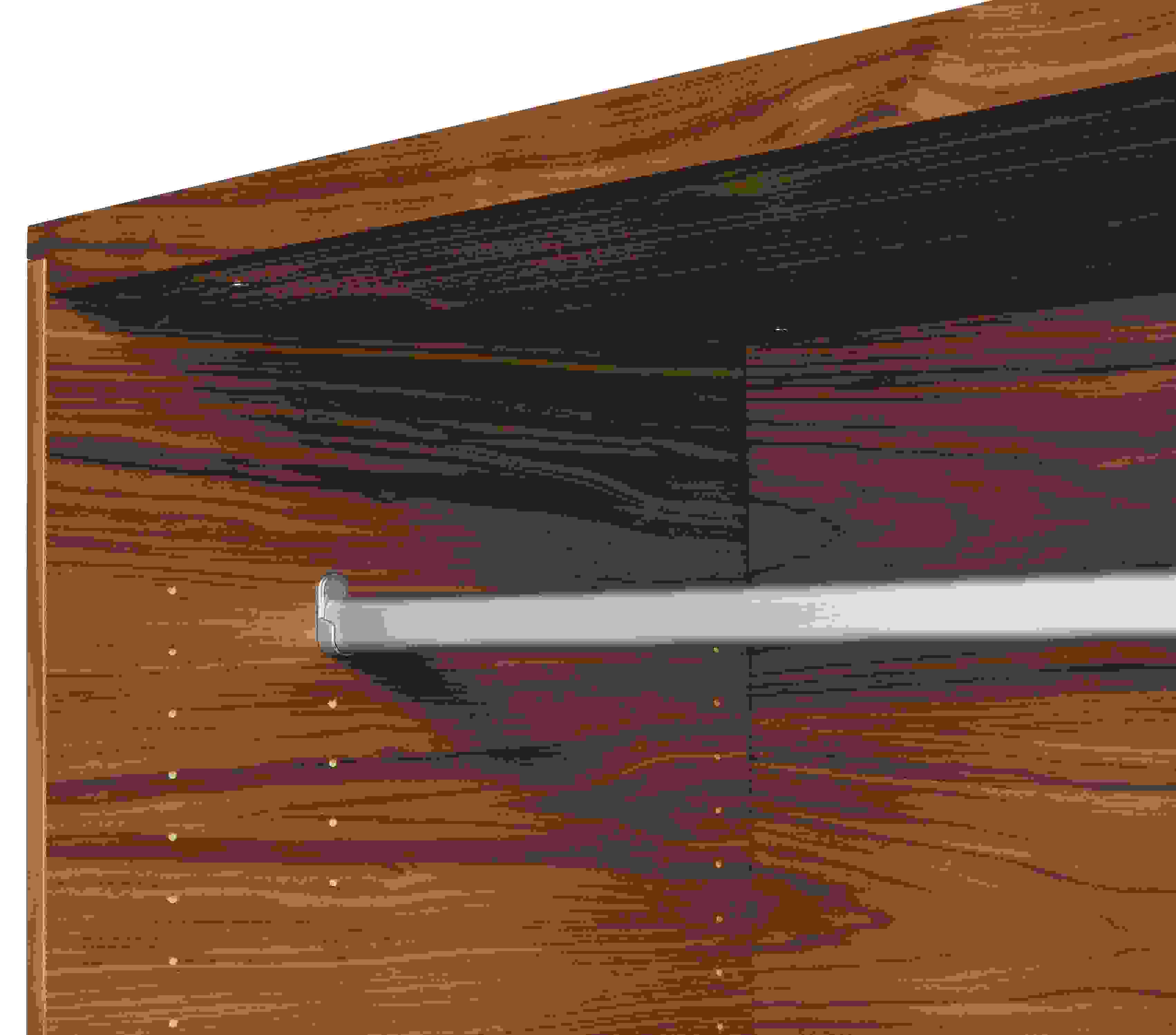 close-up of taylor storage cabinet metal hangbar.