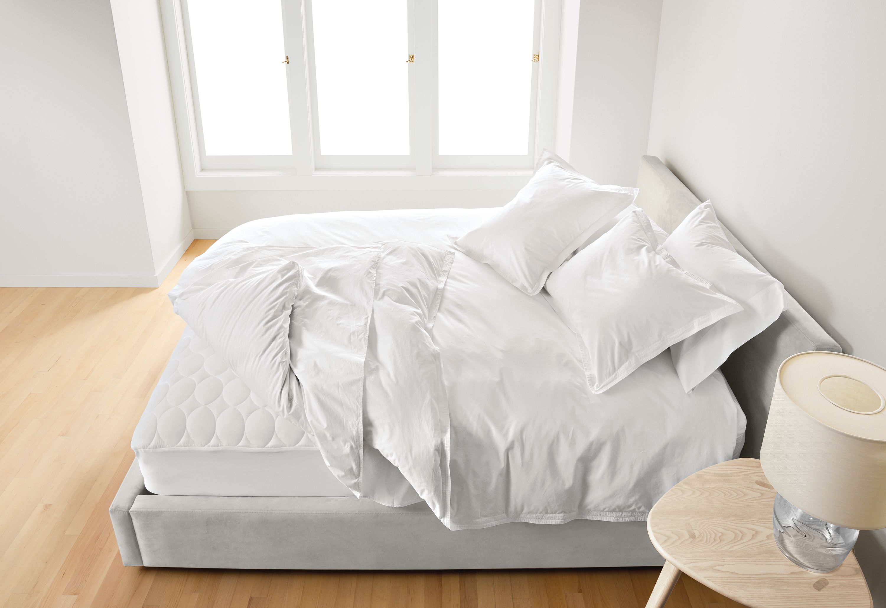 Detail of Tencel queen mattress pad.