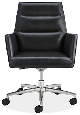 Front view of Tenley Office Chair in Urbino Black leather.