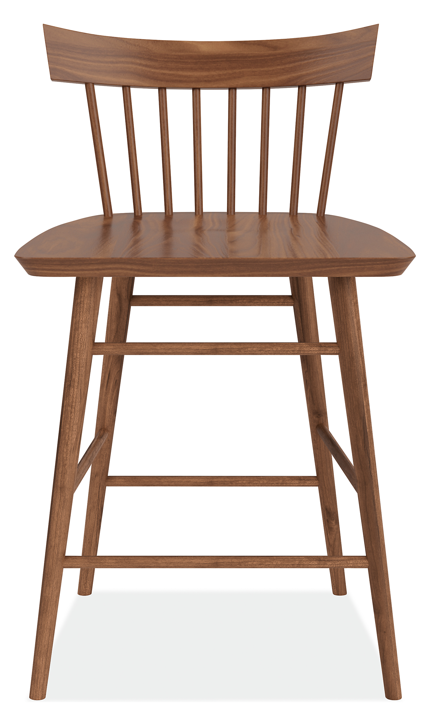 Front view of Thatcher Counter Stool in walnut.
