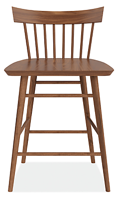 Front view of Thatcher Counter Stool in walnut.