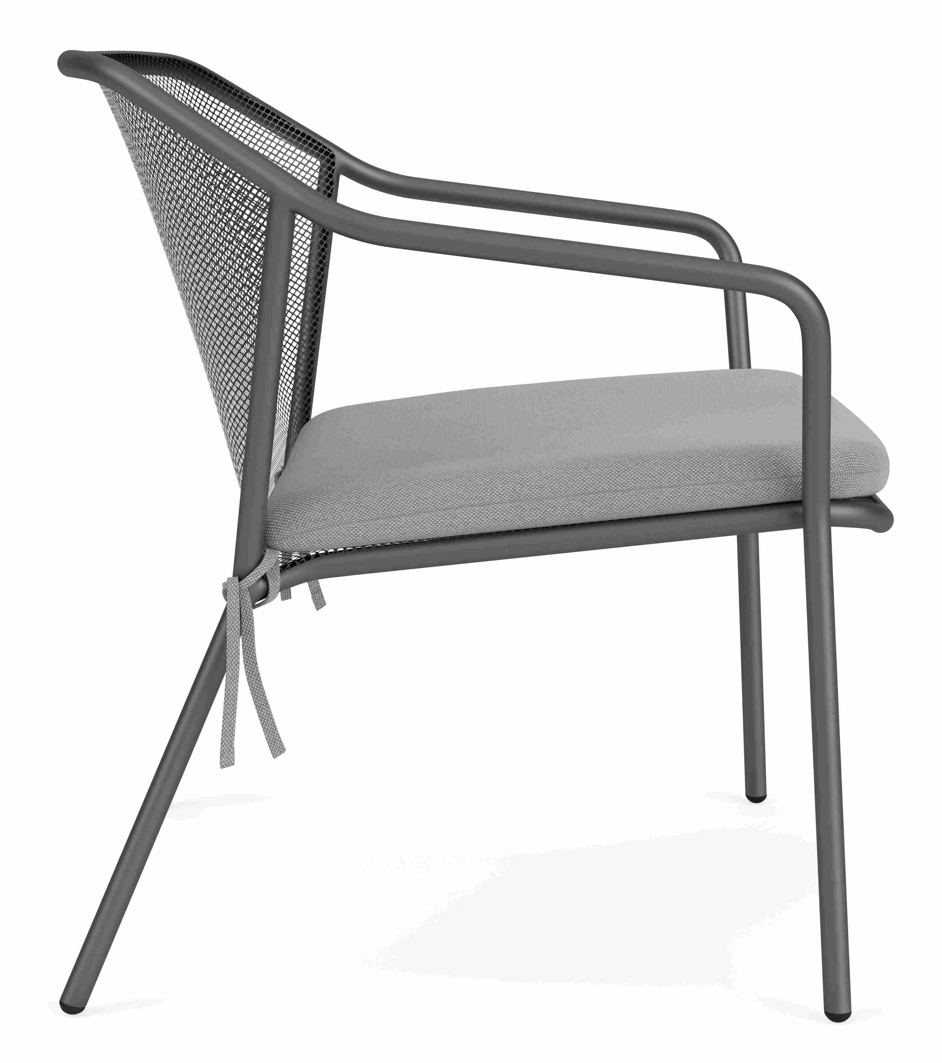 Side view of Theo Lounge Chair with Cushion in Pelham Smoke.
