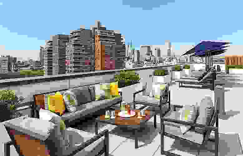 Montego lounge collection on rooftop.