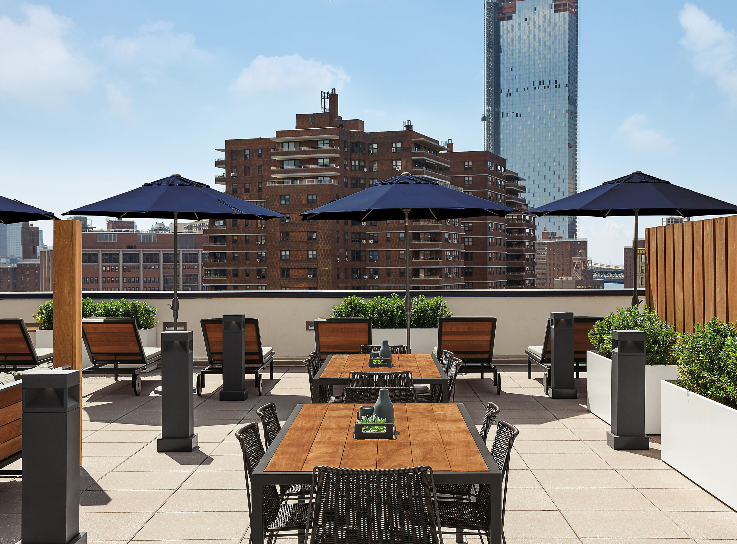 Dining area on The Rollins rooftop.