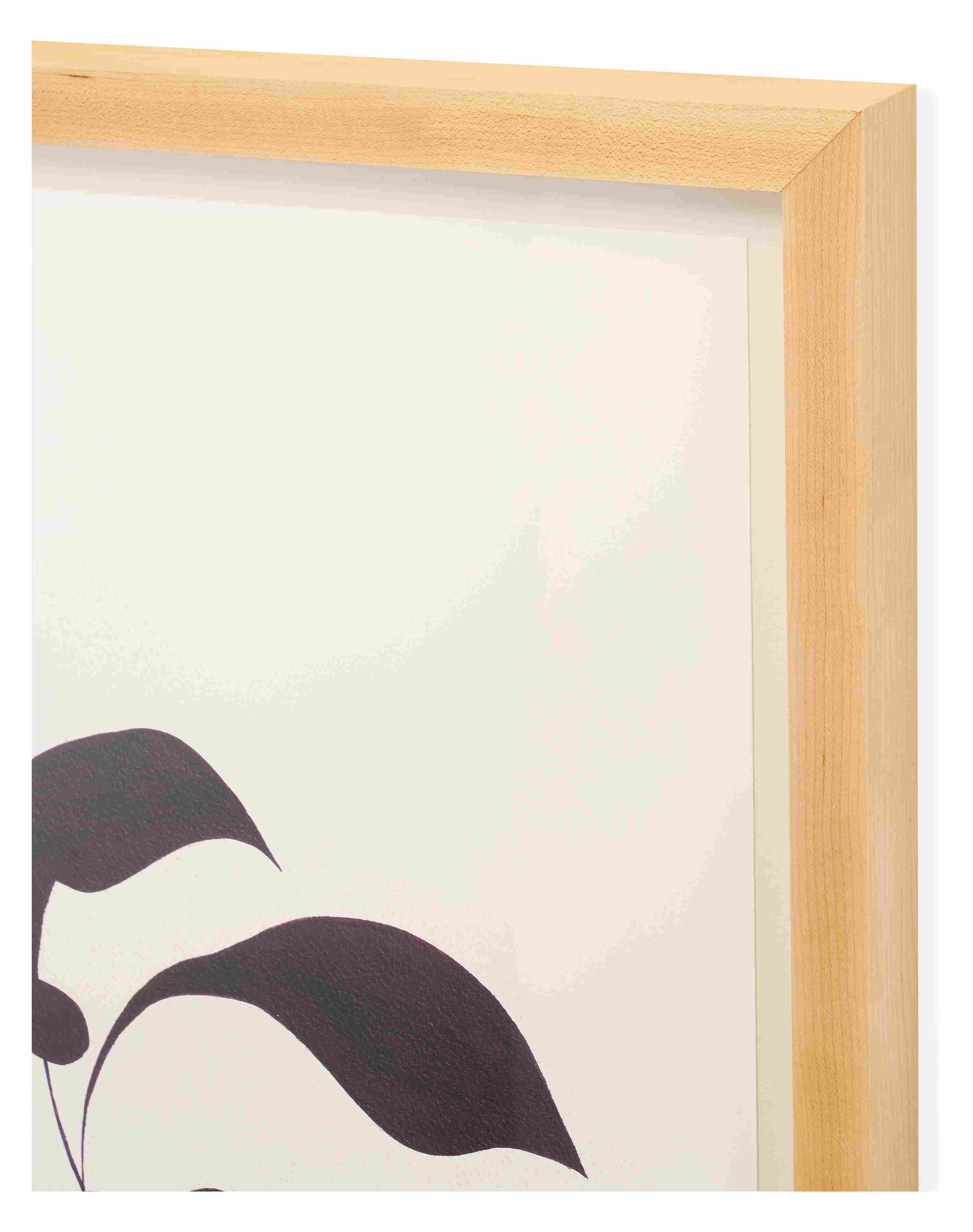 Detail of maple frame on limited edition wall art from Suyao Tian, Space Between Moments 2025.