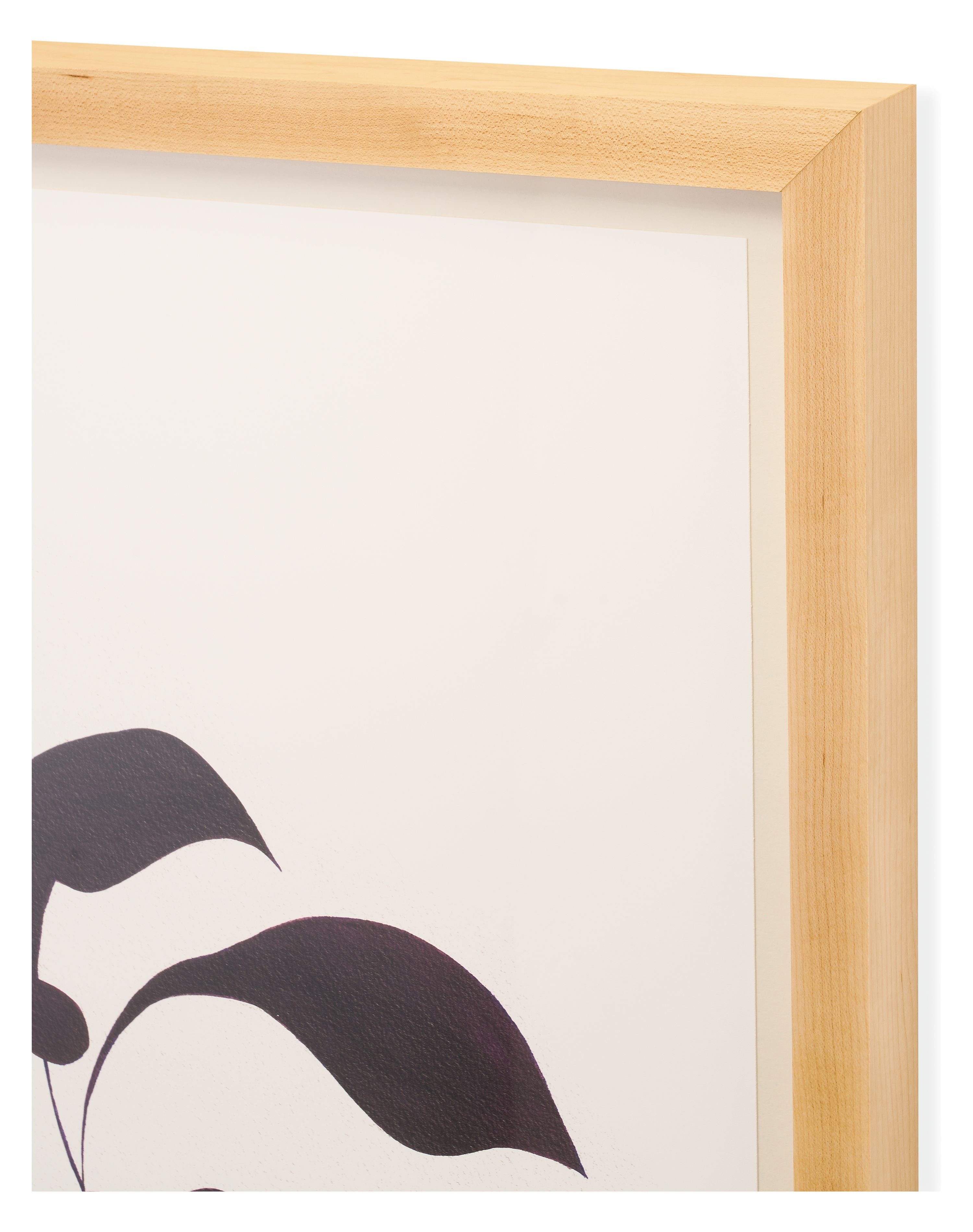 Detail of maple frame on limited edition wall art from Suyao Tian, Space Between Moments 2025.