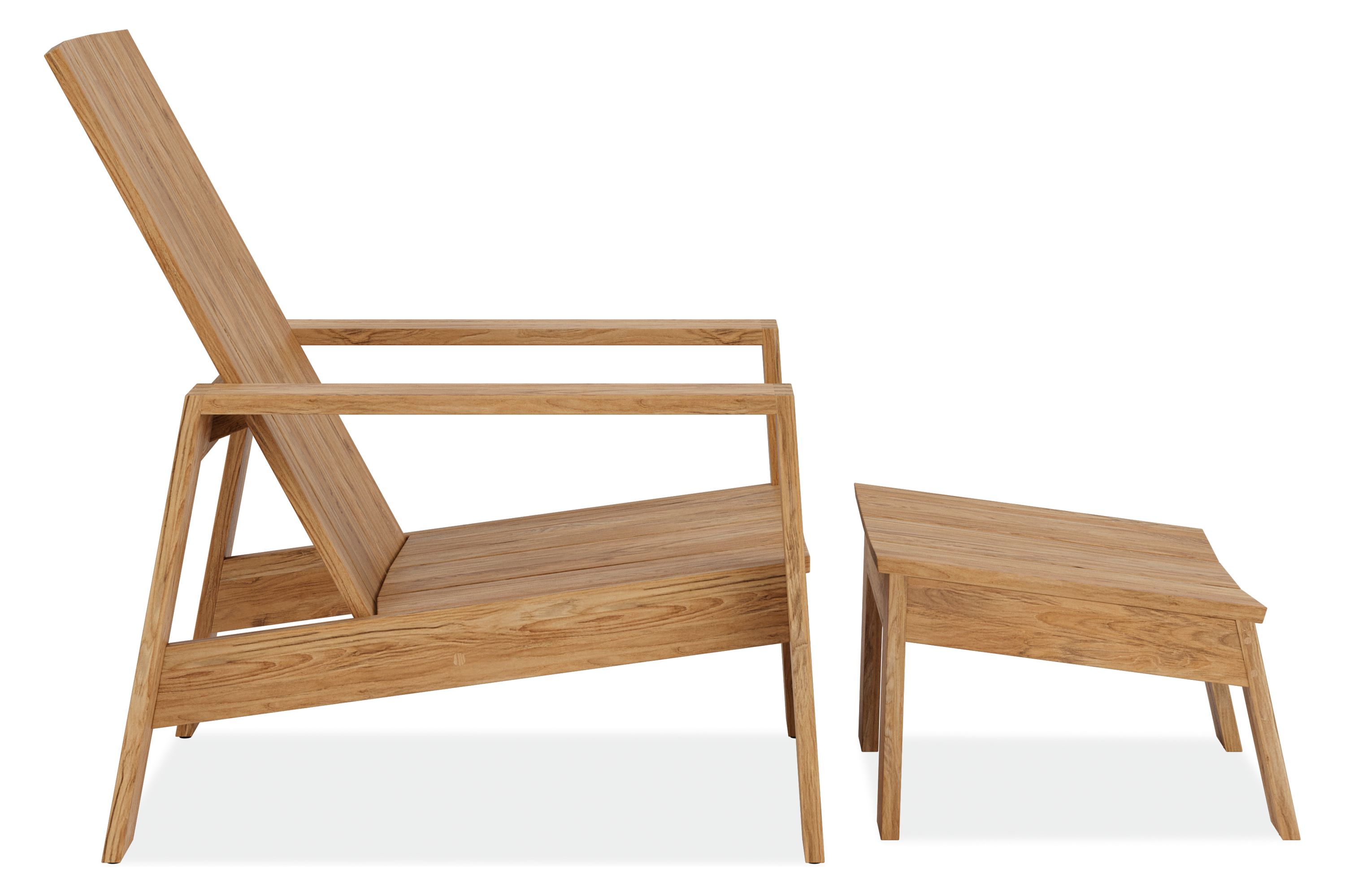 Side view of Timor Lounge Chair and Ottoman in Doreng Teak Heartwood.