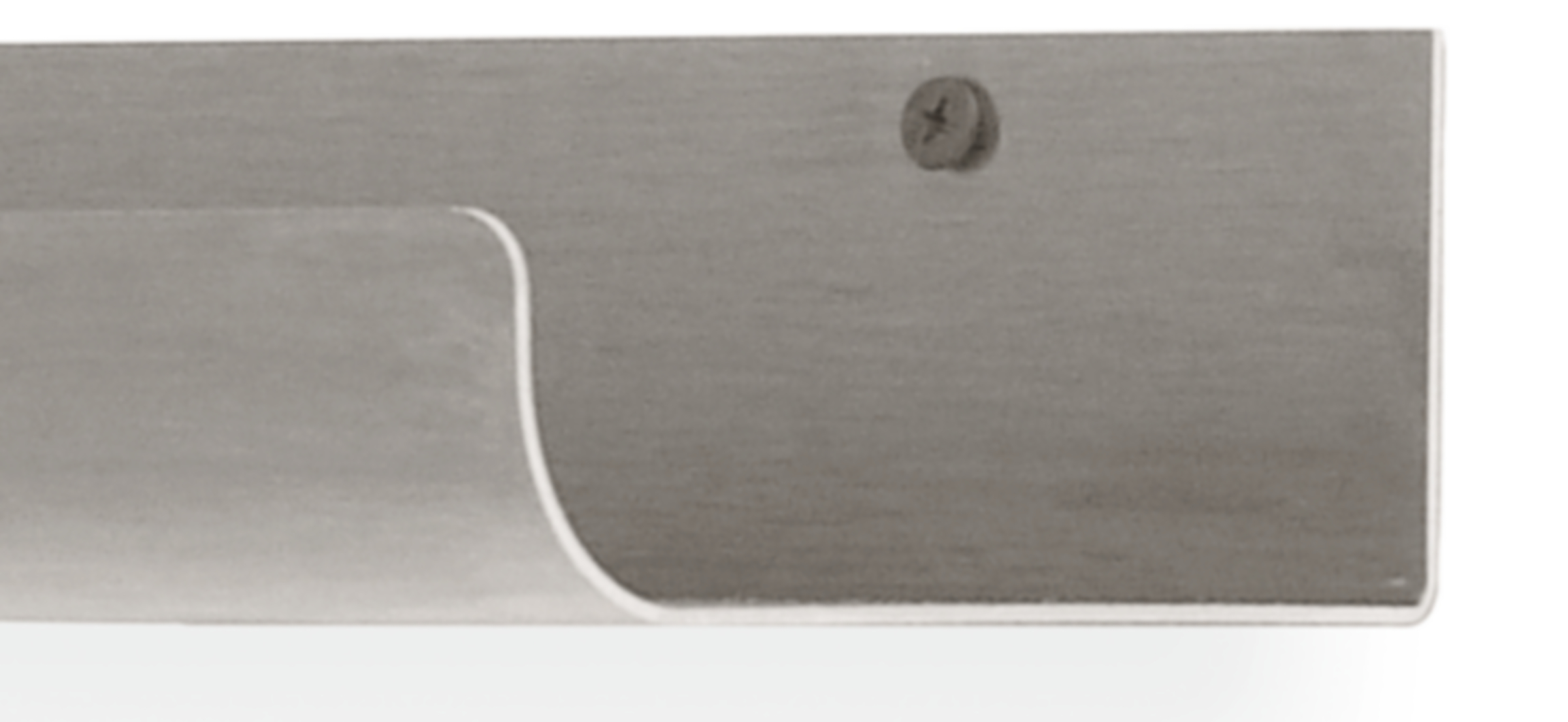 Detail of Trace 36w Picture Ledge in Stainless Trace.