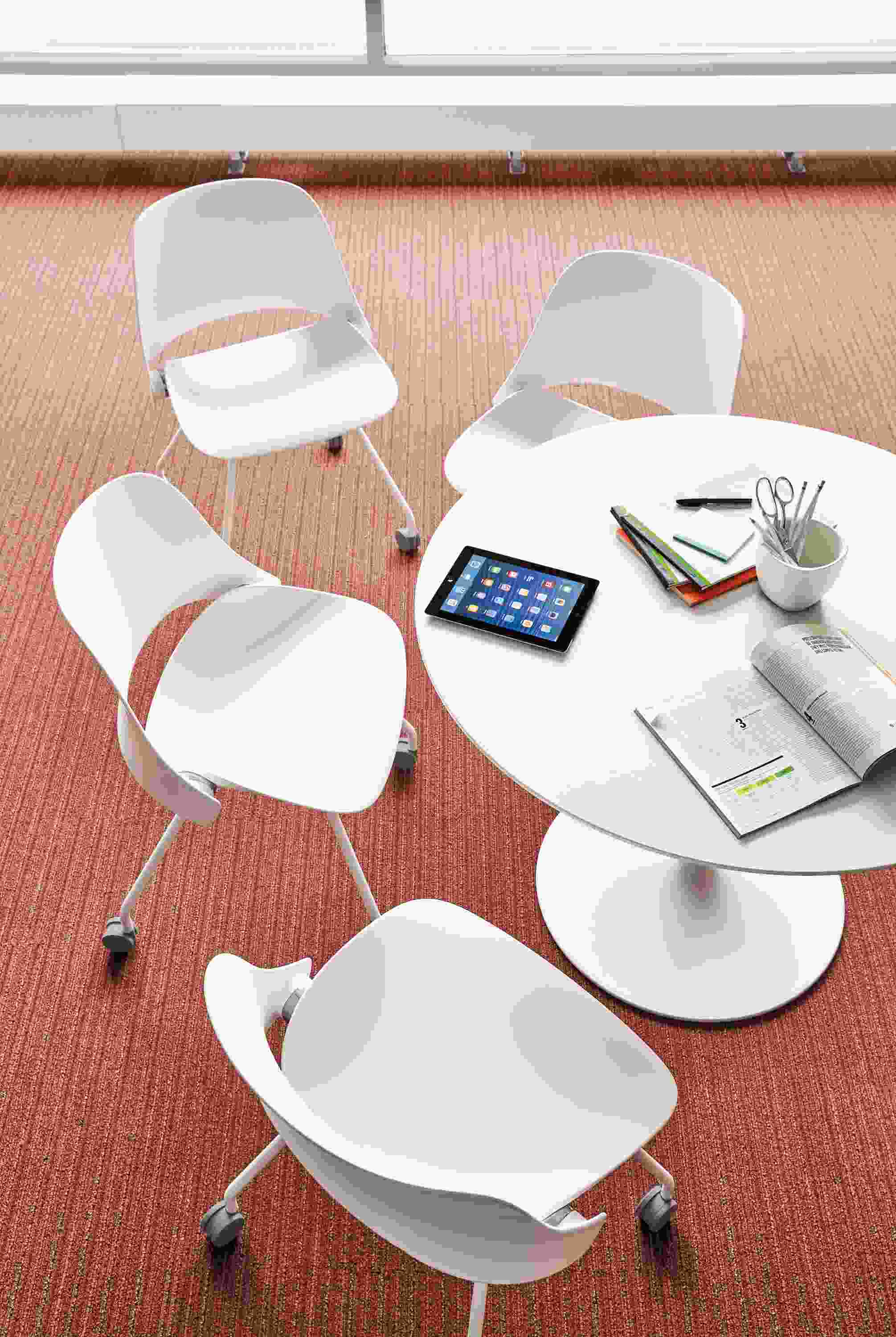 Detail of Trea chair in white.