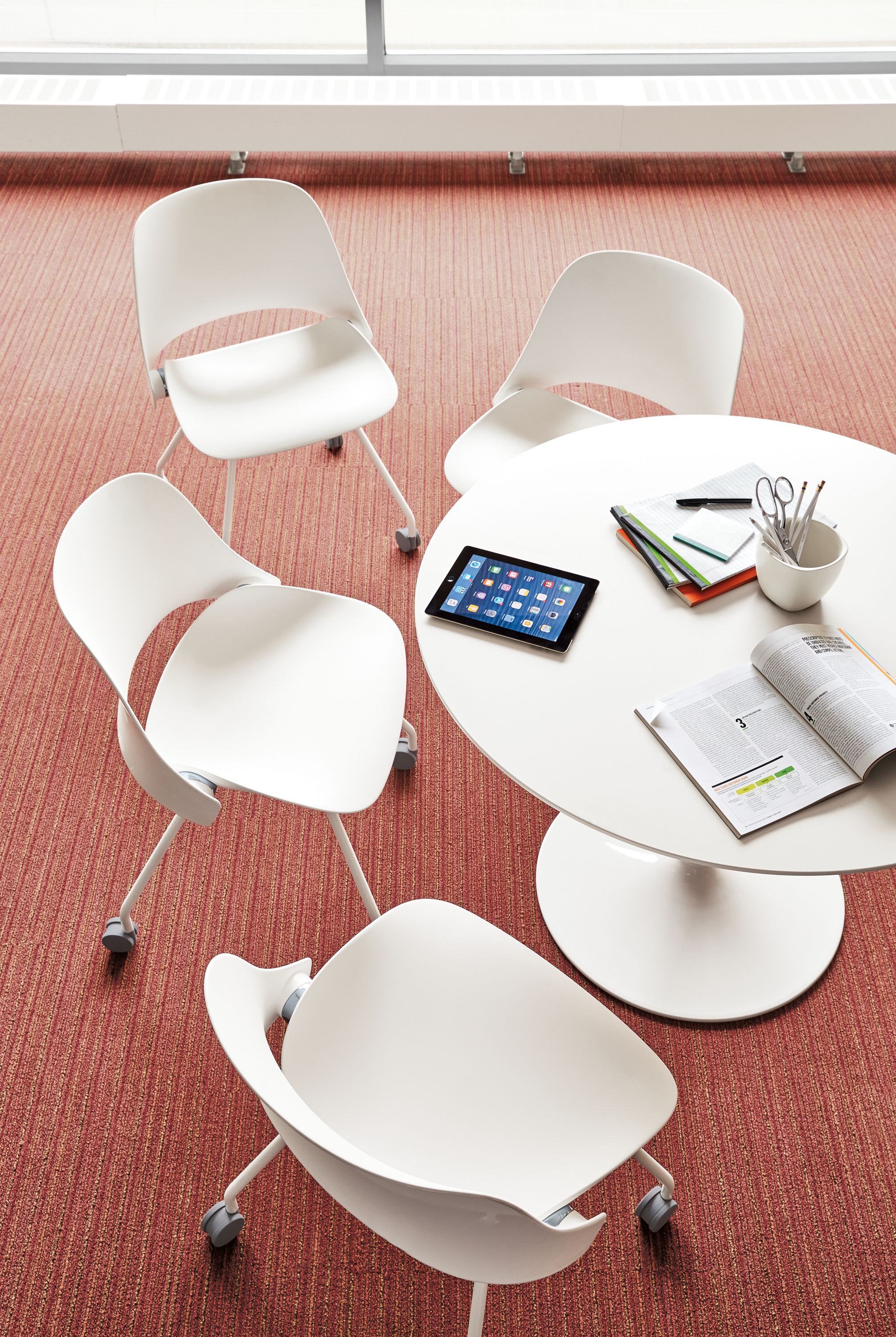 Detail of Trea chair in white.
