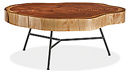 Front view of Truxel 34-42 diam Table in Redwood.