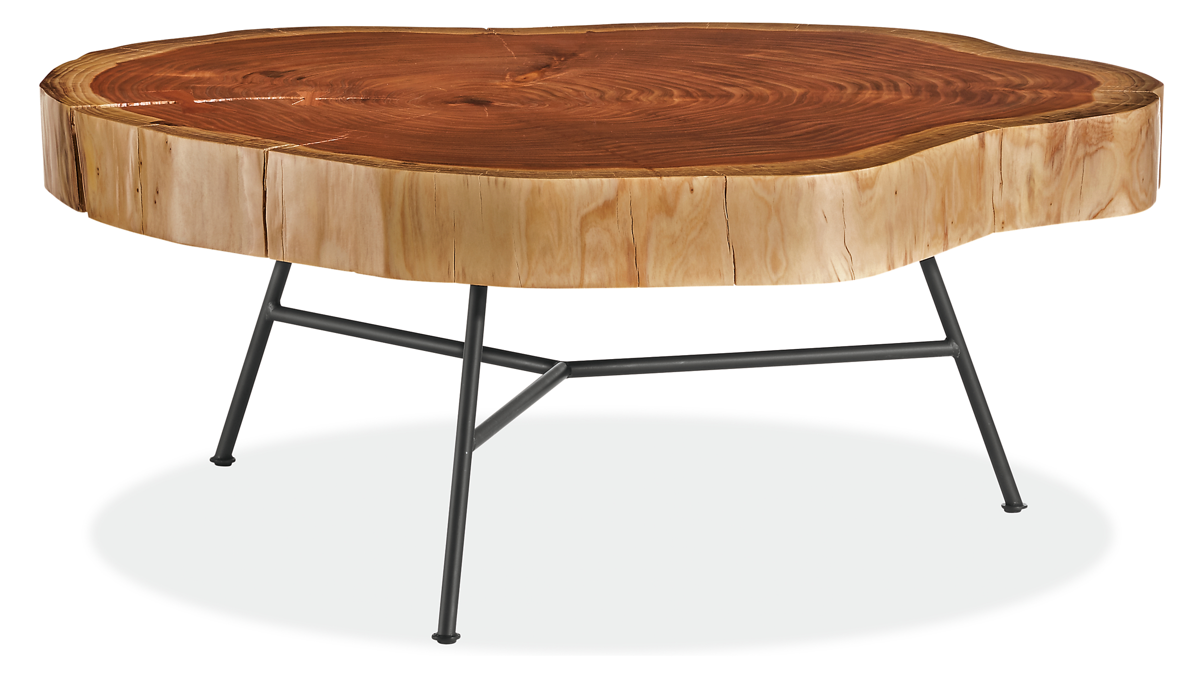 Front view of Truxel 34-42 diam Table in Redwood.