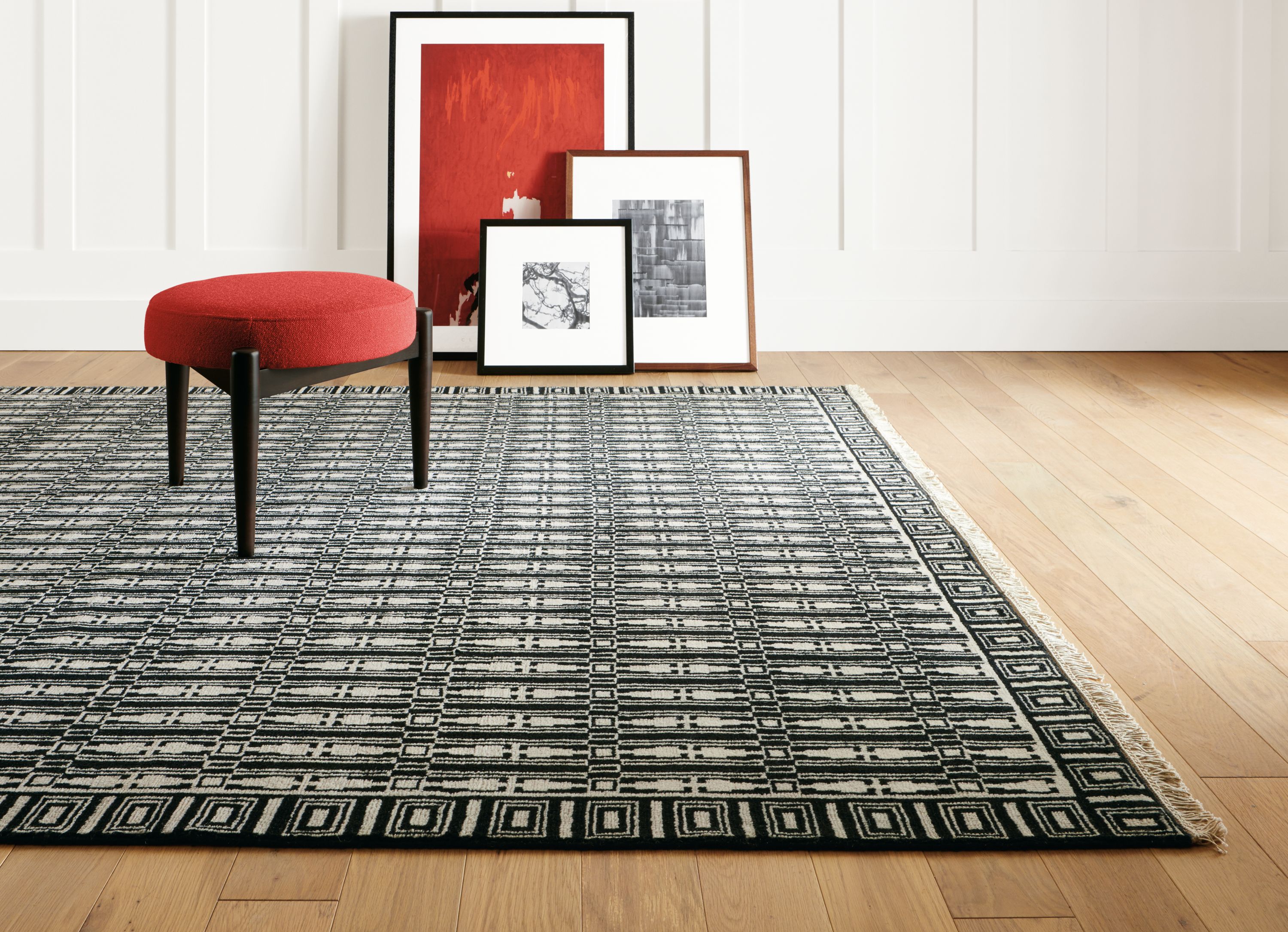 Detail of Tulum rug in ebony.