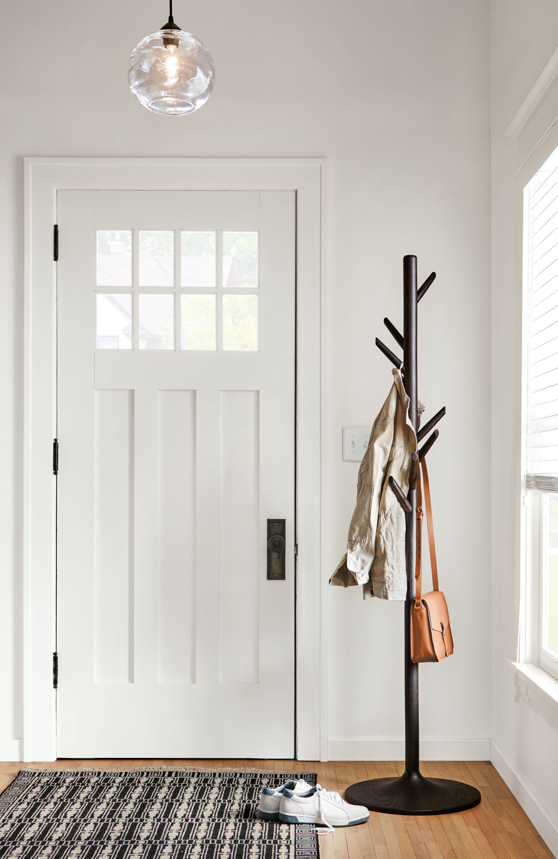 Detail of Valet coat rack in charcoal.