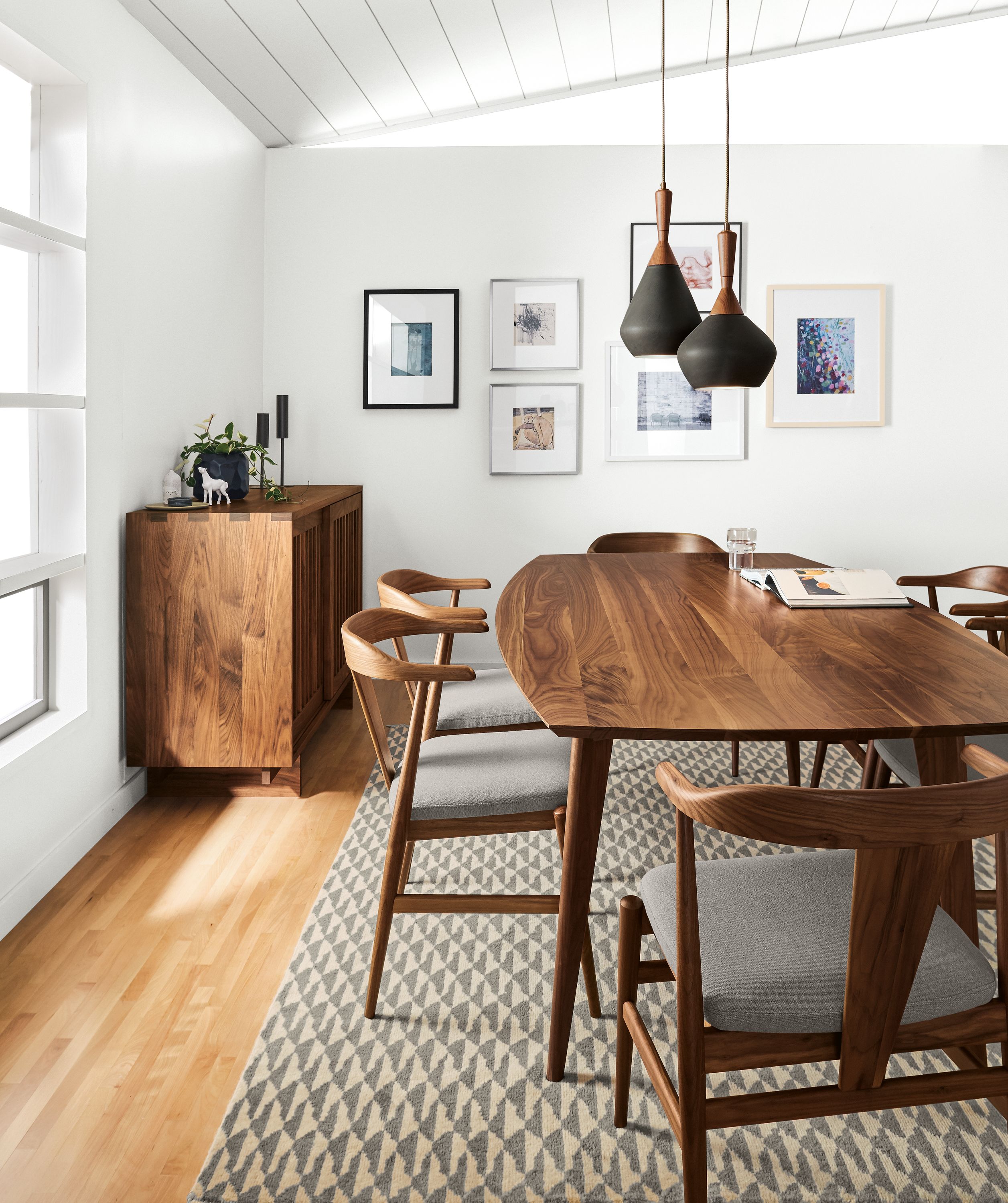 Detail of Ventura dining table in walnut.