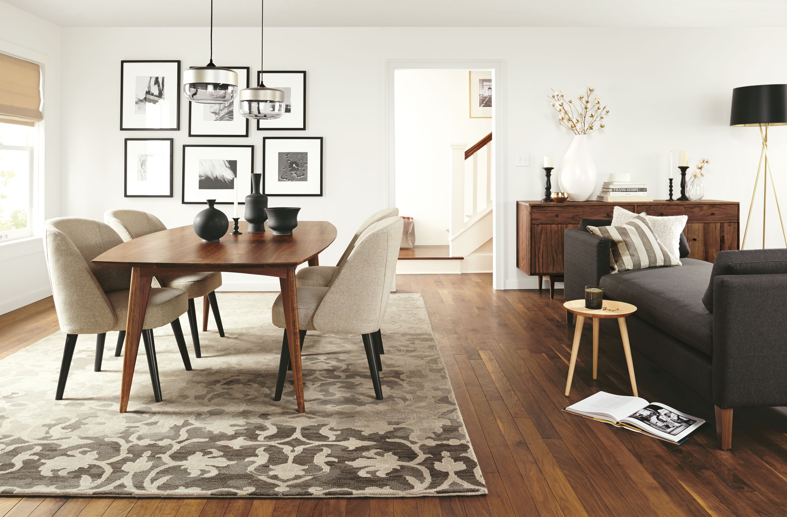 Detail of walnut Ventura dining table.