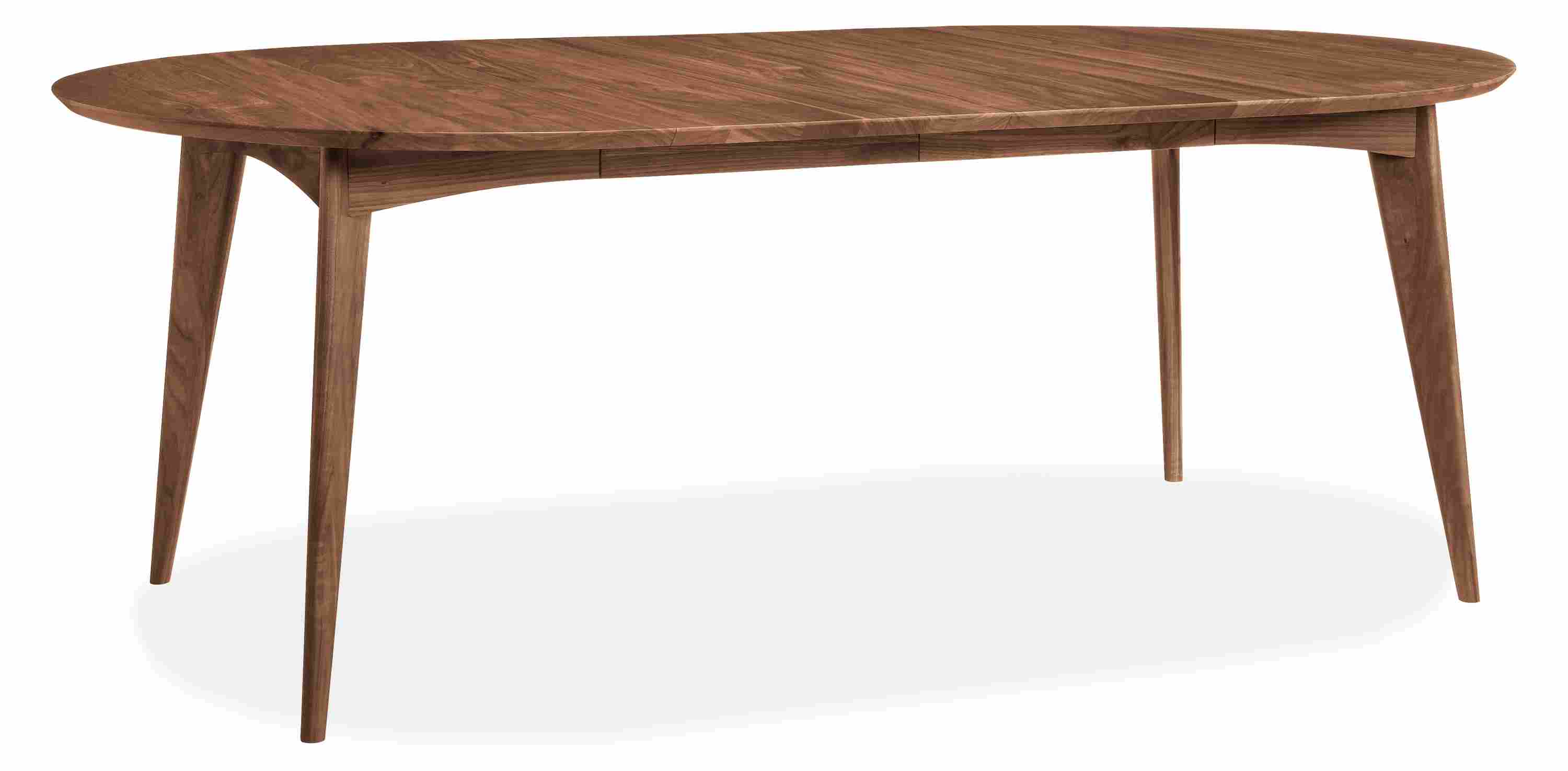 Open detail of Ventura 48 diam 29h Round Extension Table with Two-18w Leaves in Walnut.