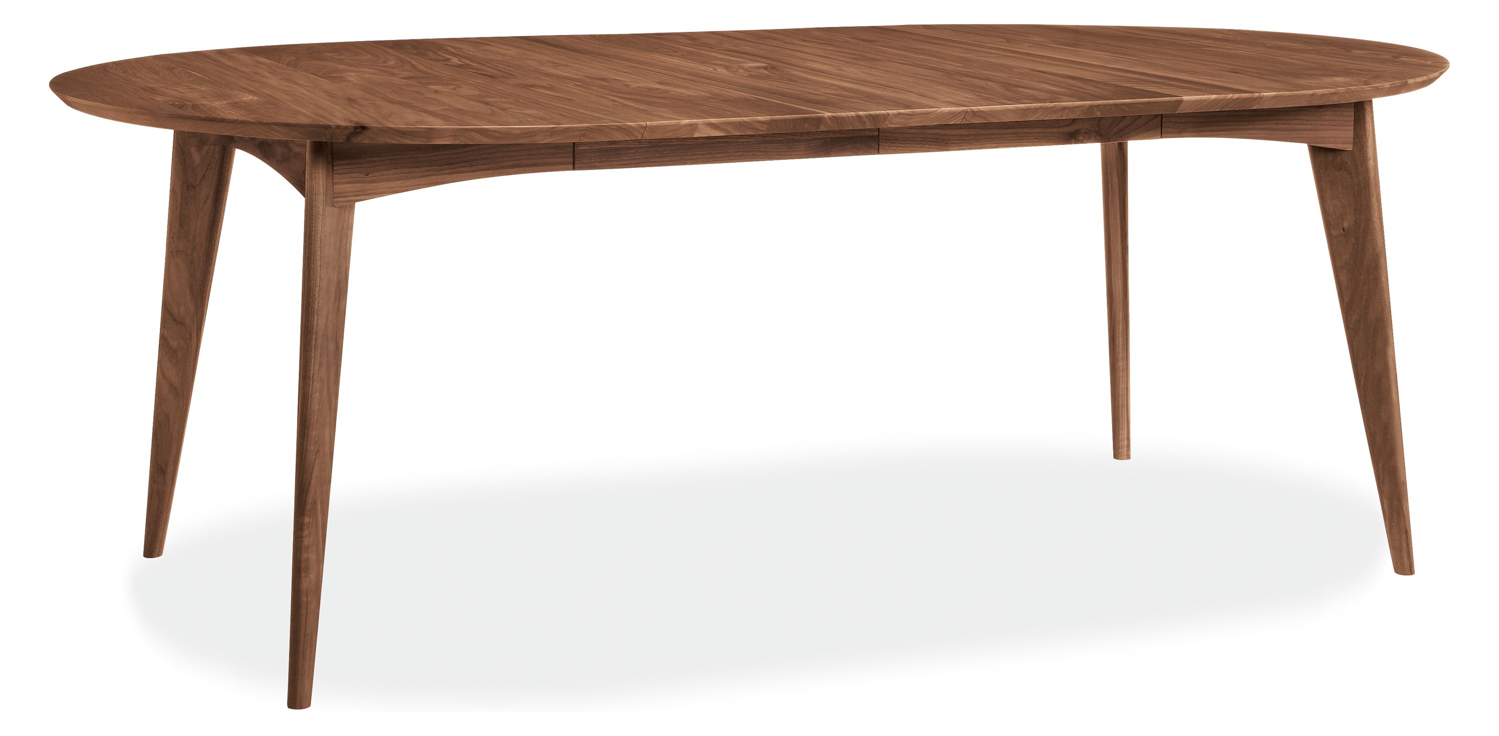 Open detail of Ventura 48 diam 29h Round Extension Table with Two-18w Leaves in Walnut.
