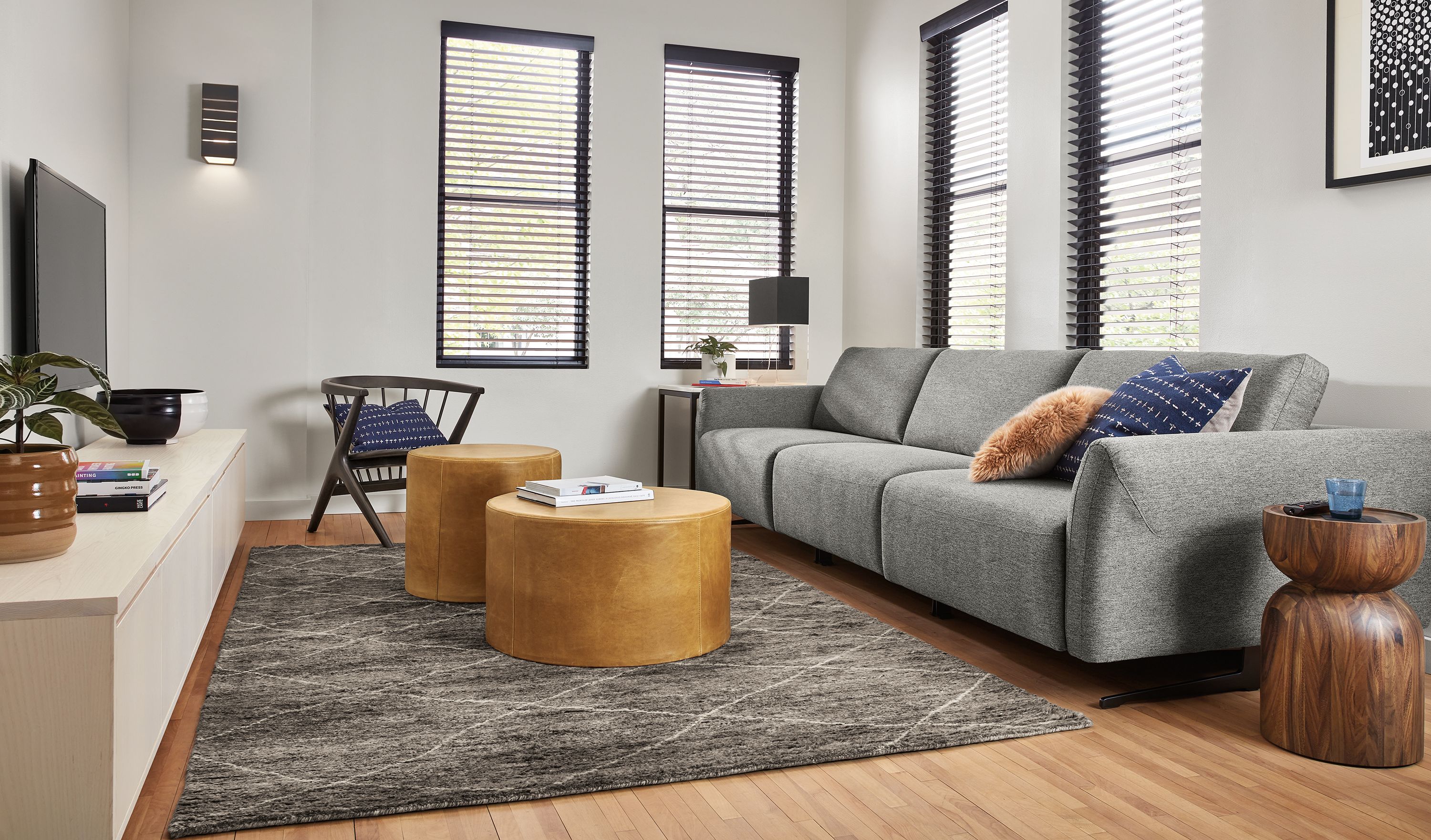 living room with vesna sofa in sussex fabric with all headrests and footrests collapsed