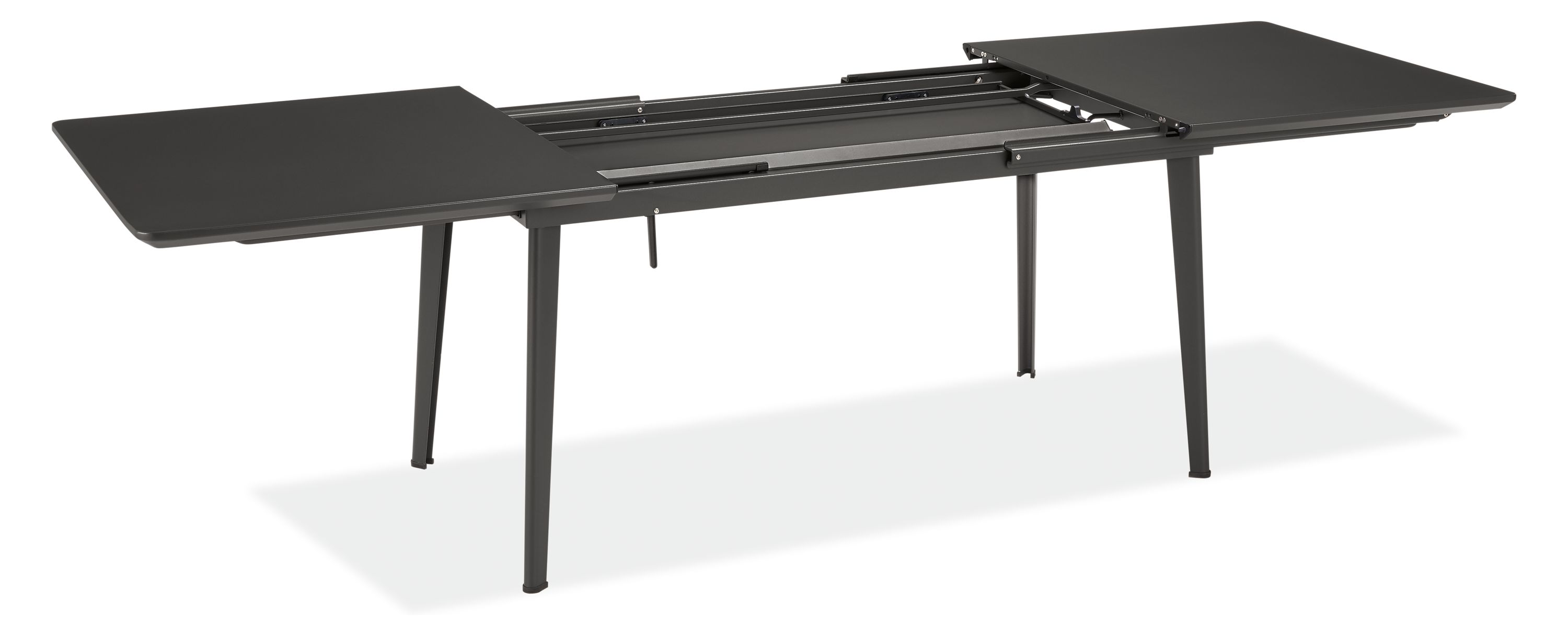 Detail of Vista 63w 36d 30h Extension Table with One 44 Leaf in Graphite.