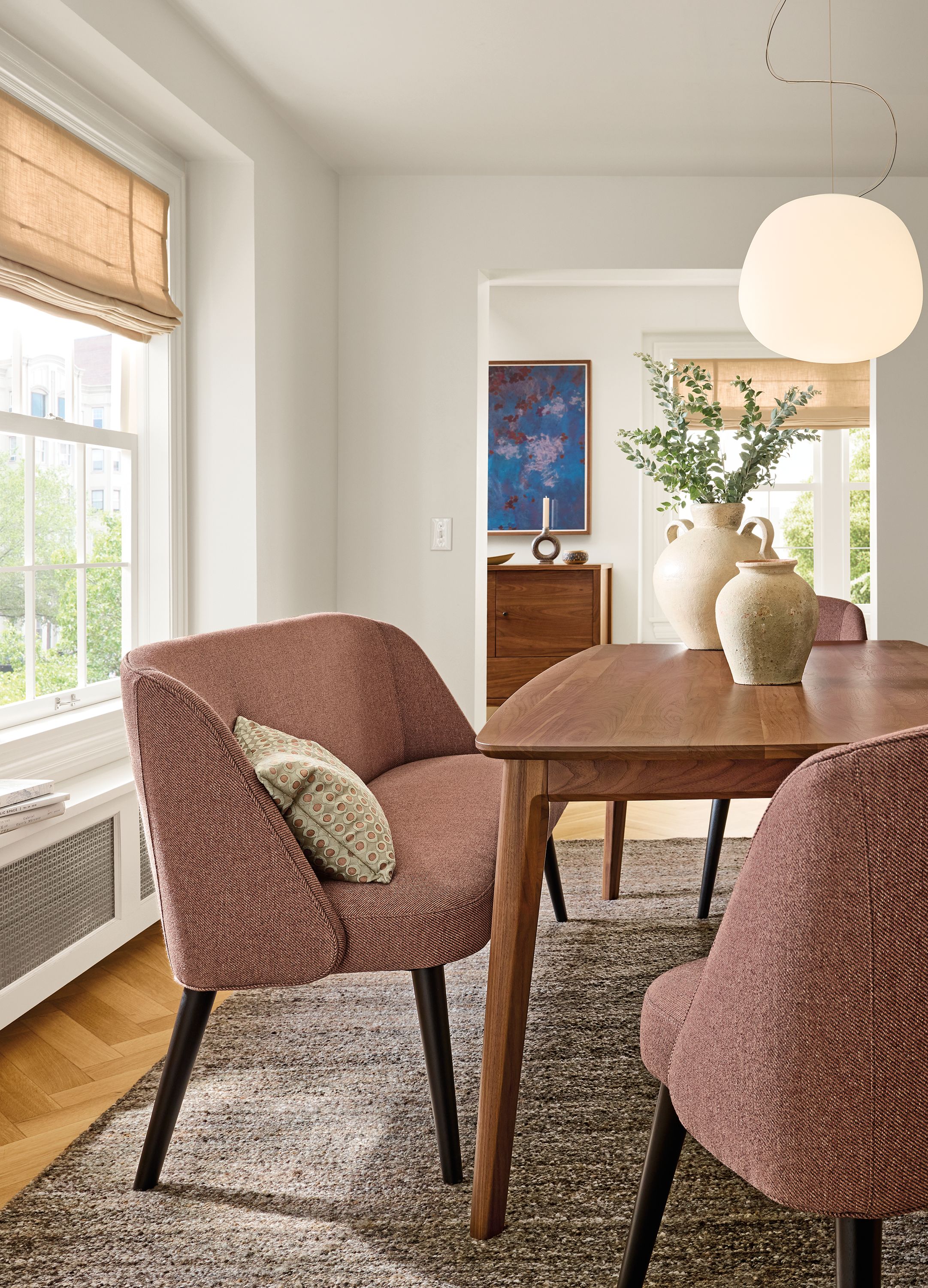 Bench in Derry claystone fabric and charcoal legs