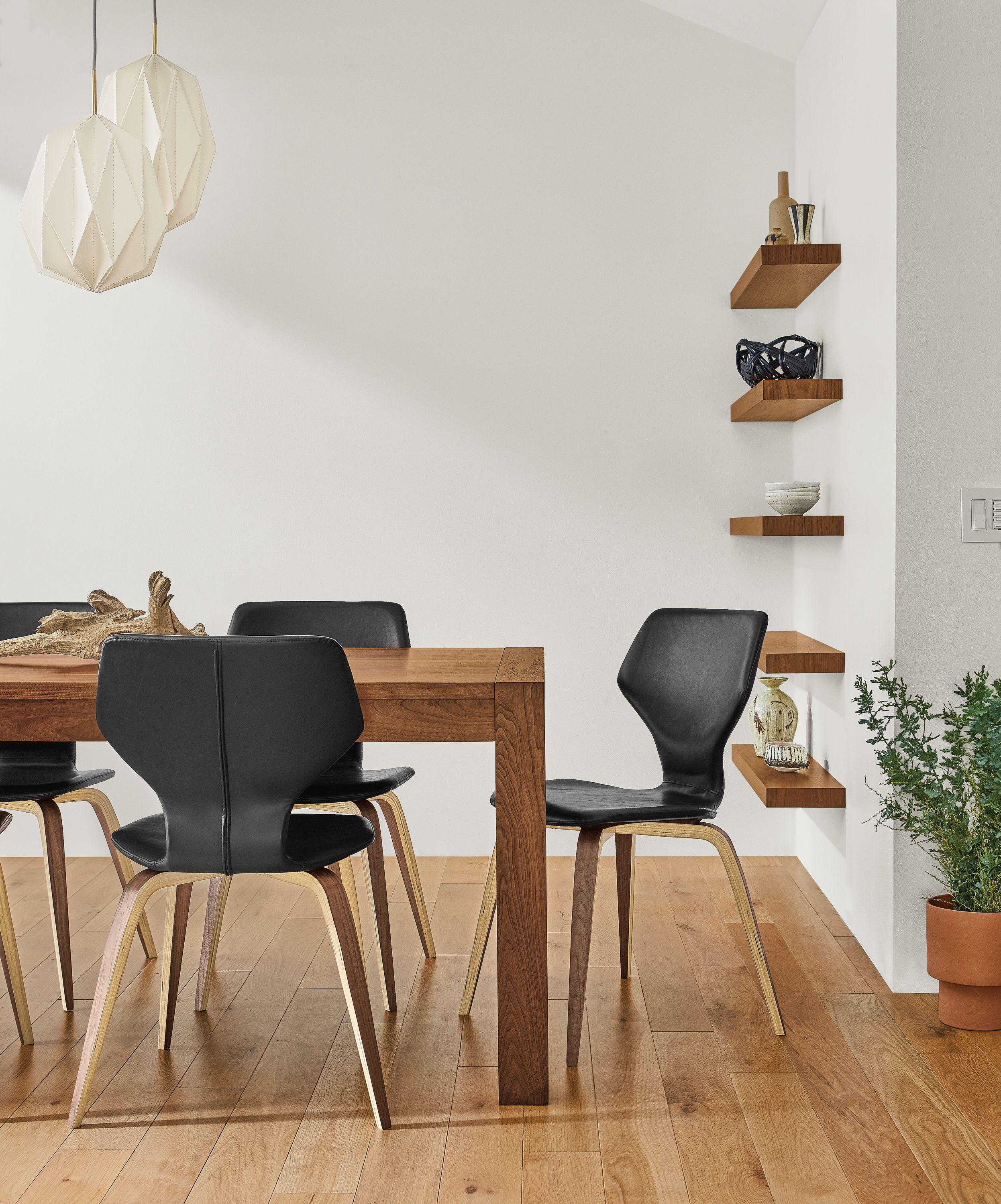 Detail of Walsh table and Pike chairs.